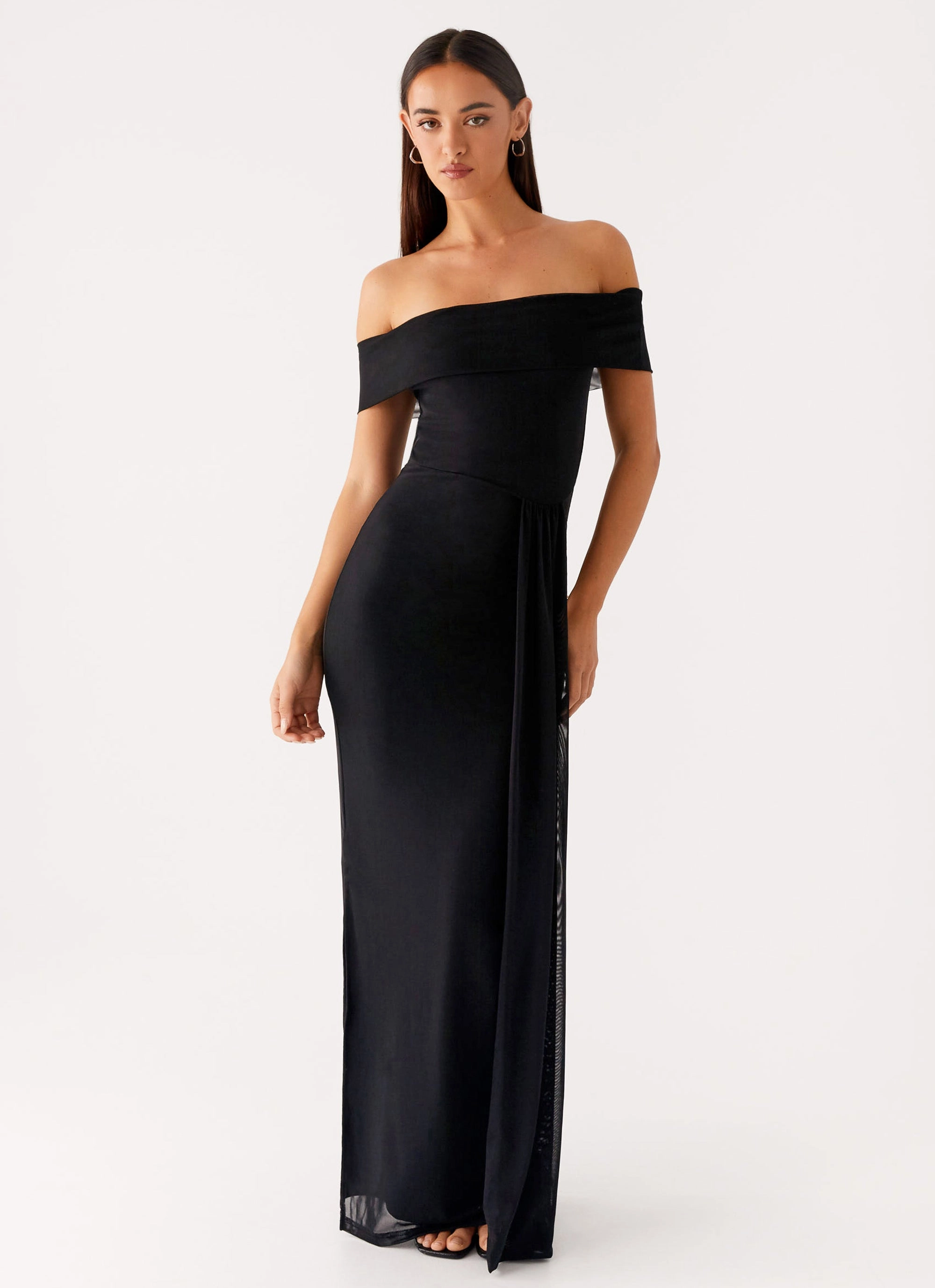 Aileen Maxi Dress - Black Elegant Waistband Fit Trendy Tailoring