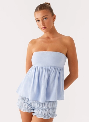 Cassie Tube Top - Blue Wear Resistant Edge
