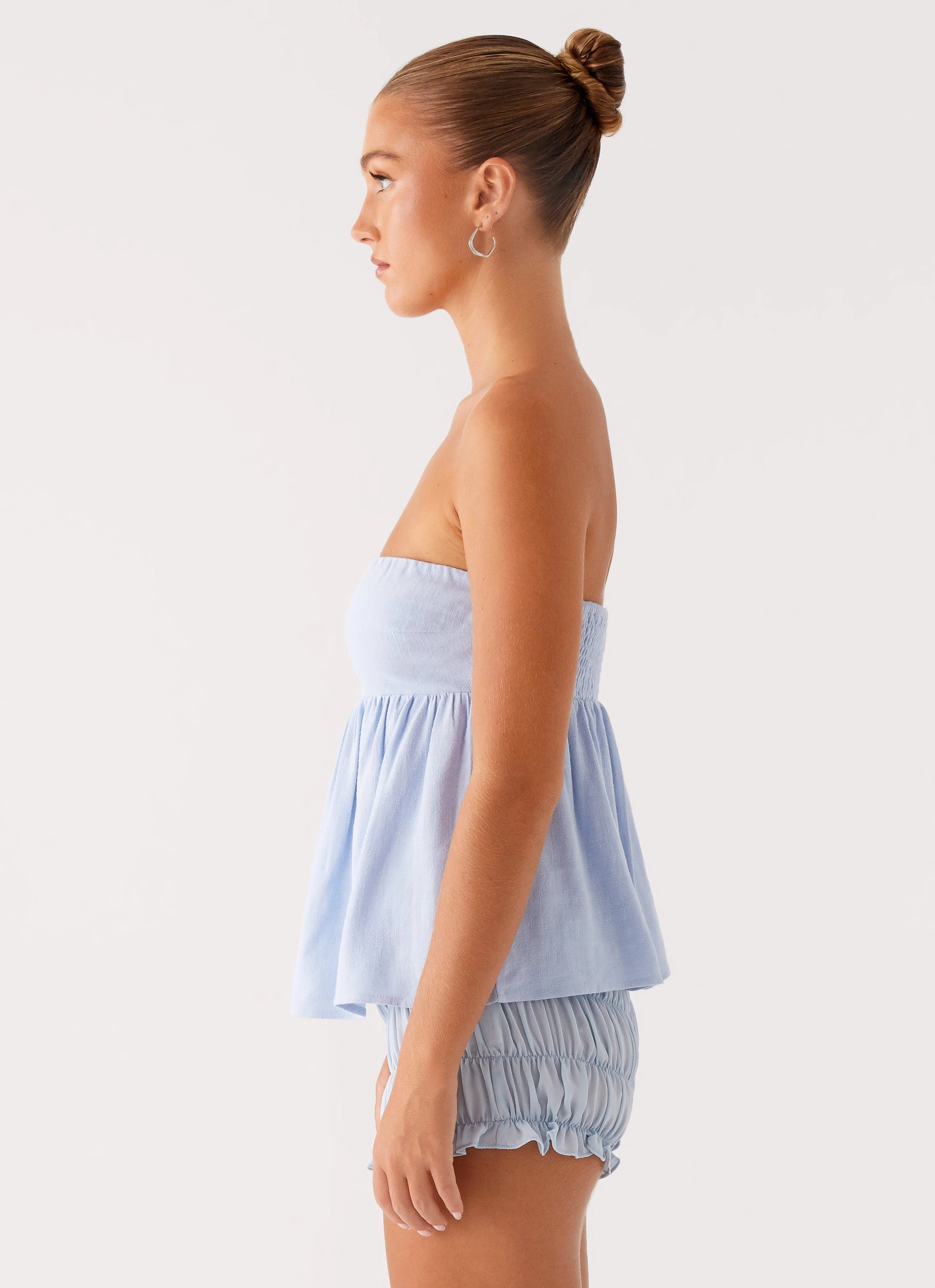Cassie Tube Top - Blue Anti Pilling Fabric Relaxed Design
