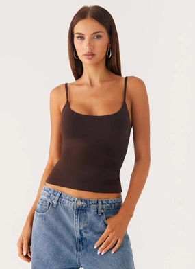 Blondie Tank Top - Chocolate Multi Panel Design AbrasionResistantEdging