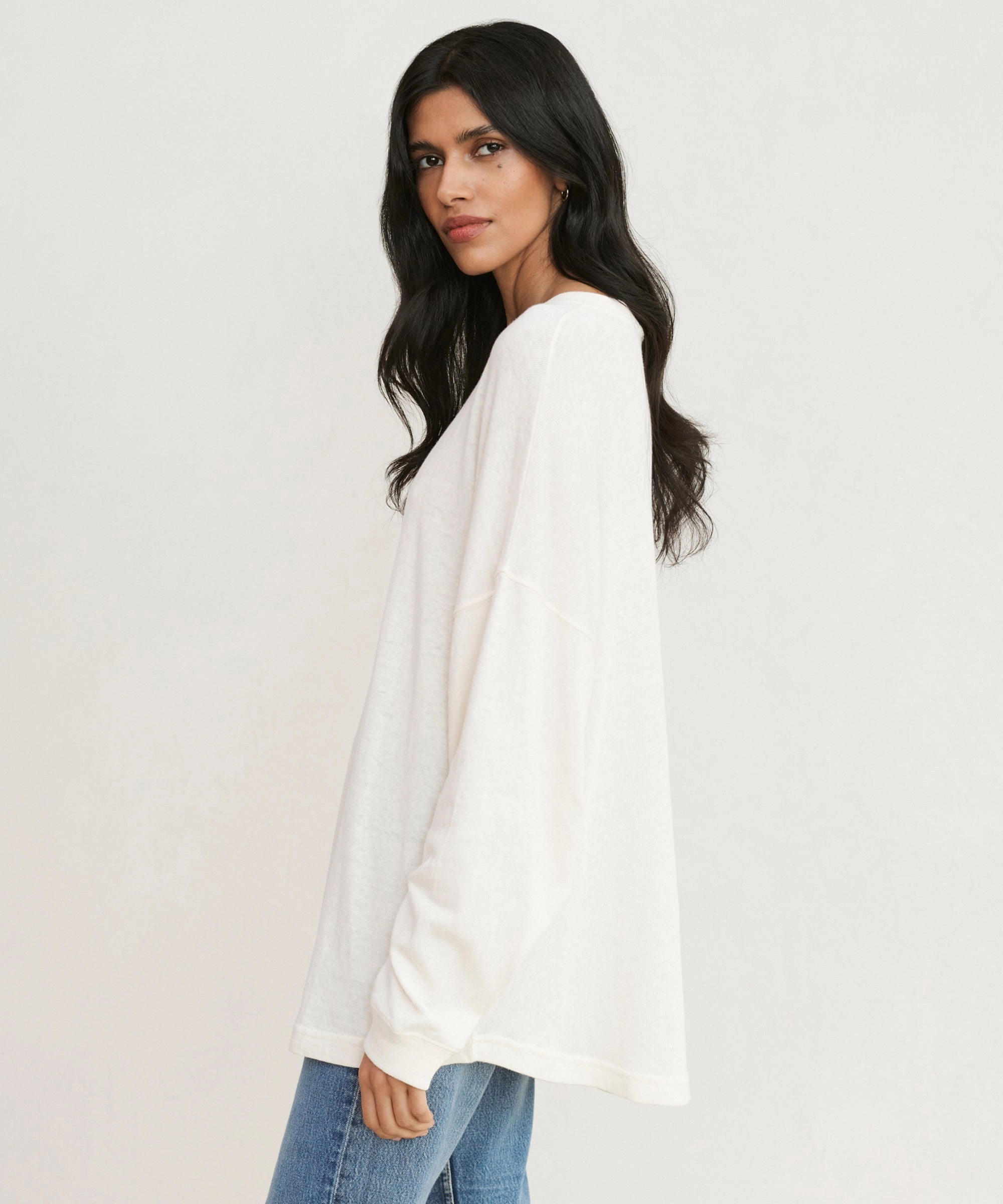 Luxurious Feel Boyfriend Long-Sleeve Tee