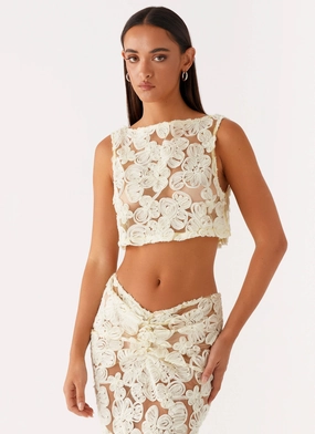 Fiorella Floret Top - Yellow Smooth Zipper Integration