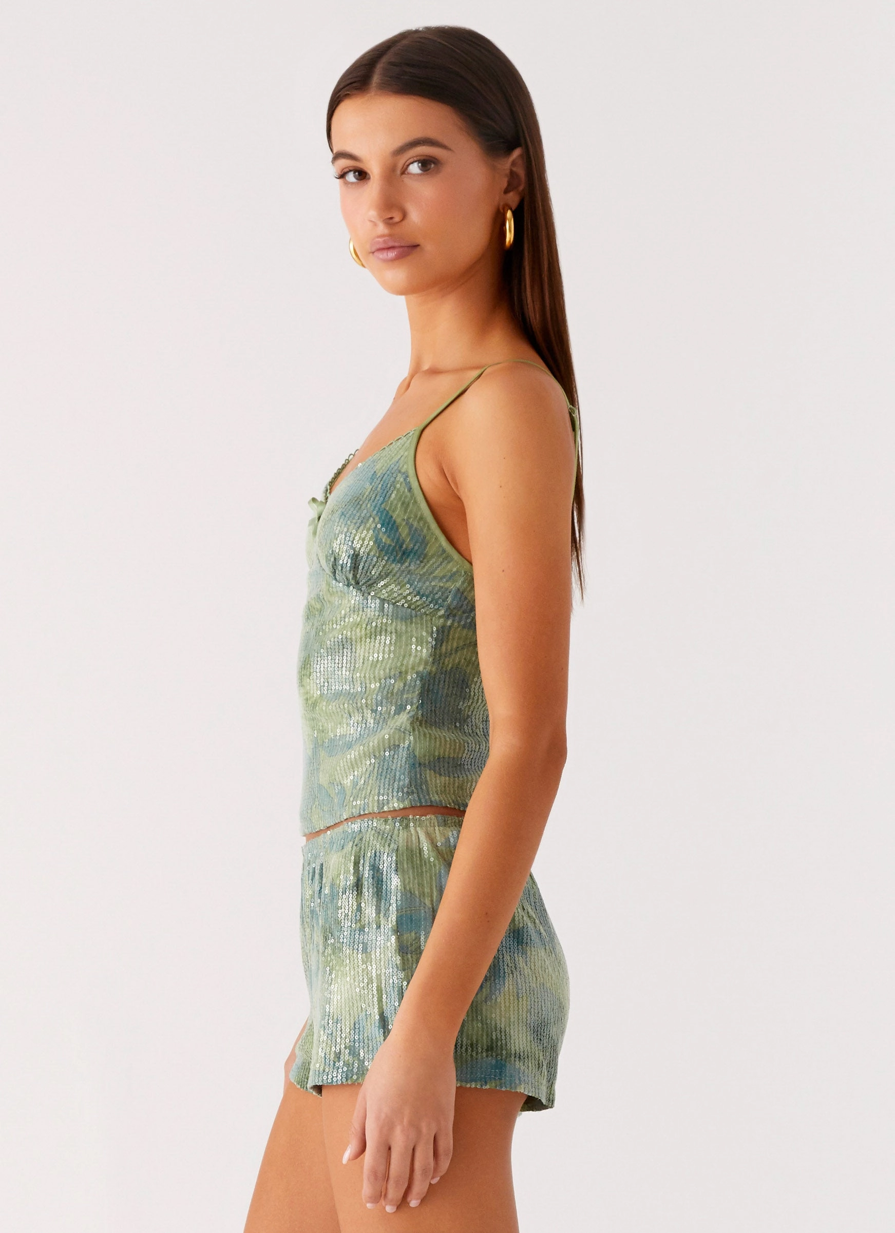 Ajean Sequin Cami Top - Lime Blood Long Sleeve Shirt