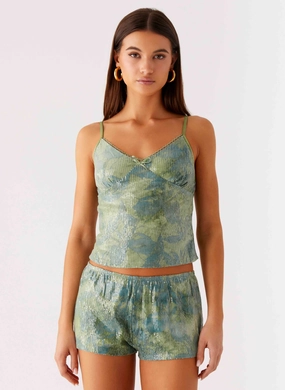 ZeroWasteProduction Ajean Sequin Cami Top - Lime Blood