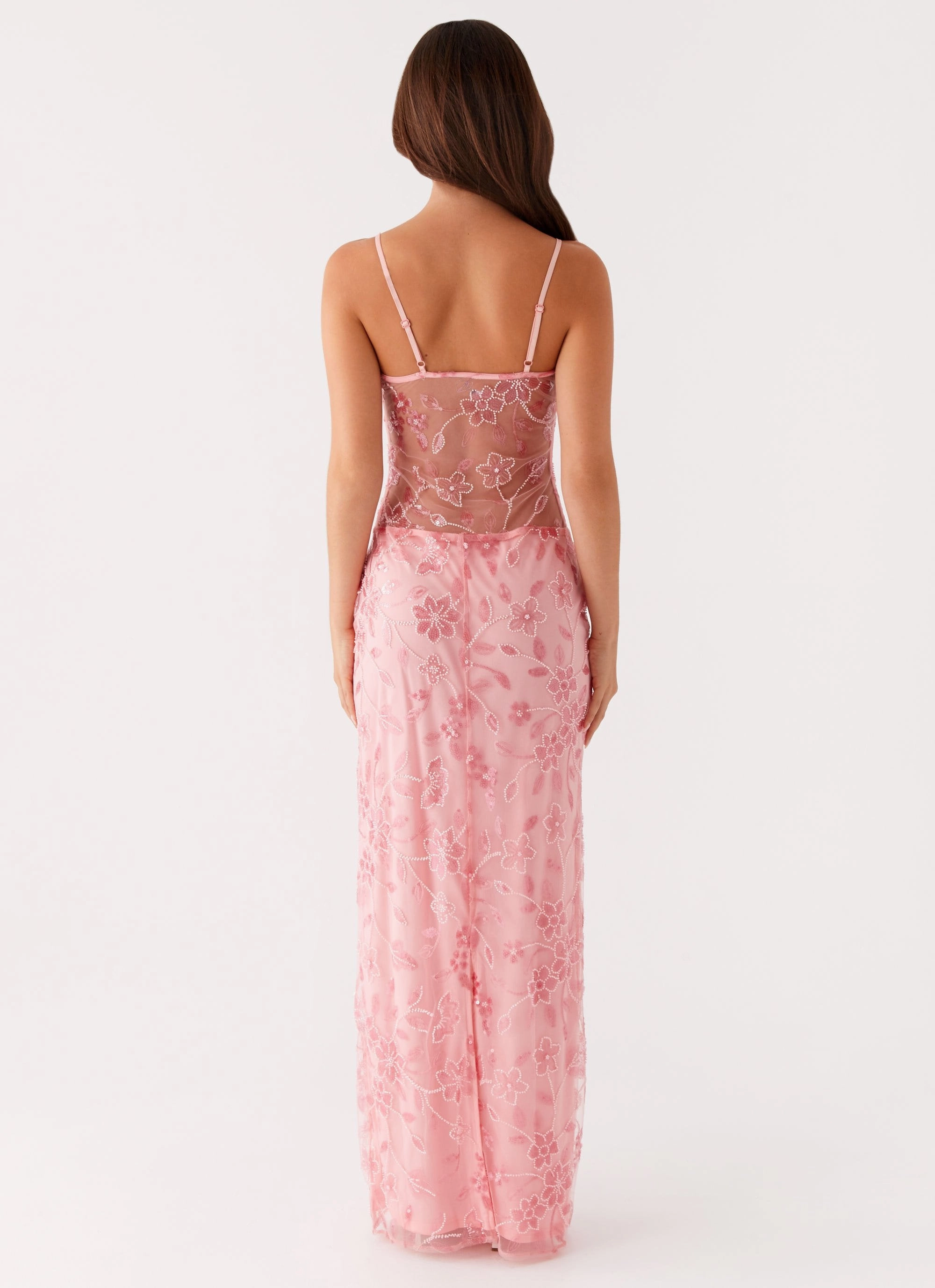 Akira Beaded Maxi Dress - Pink Orange Kind Light
