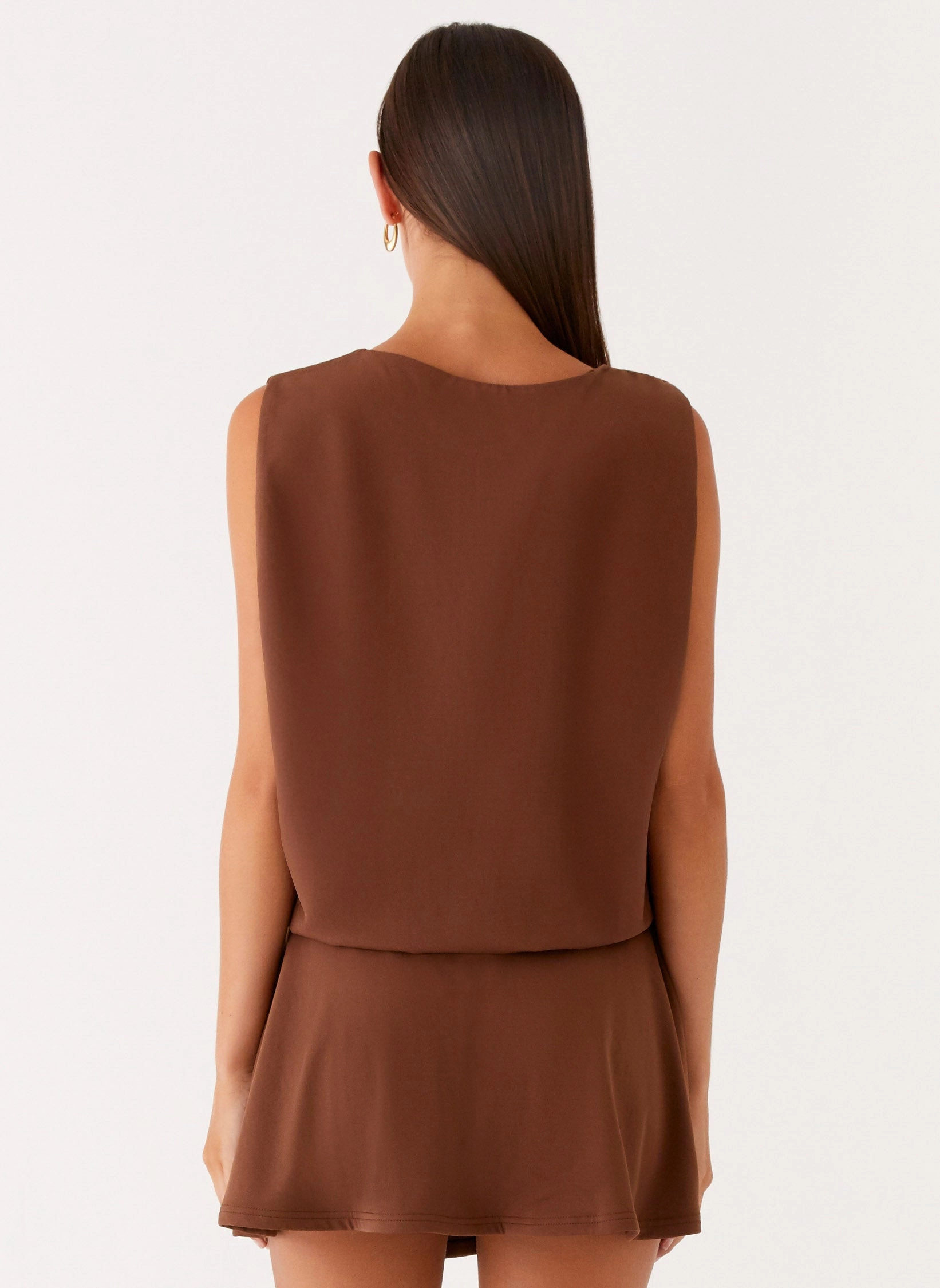 Built-In-Slip Chic And Comfortable Ala Mini Dress - Chocolate