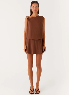 Casual Pick Ala Mini Dress - Chocolate