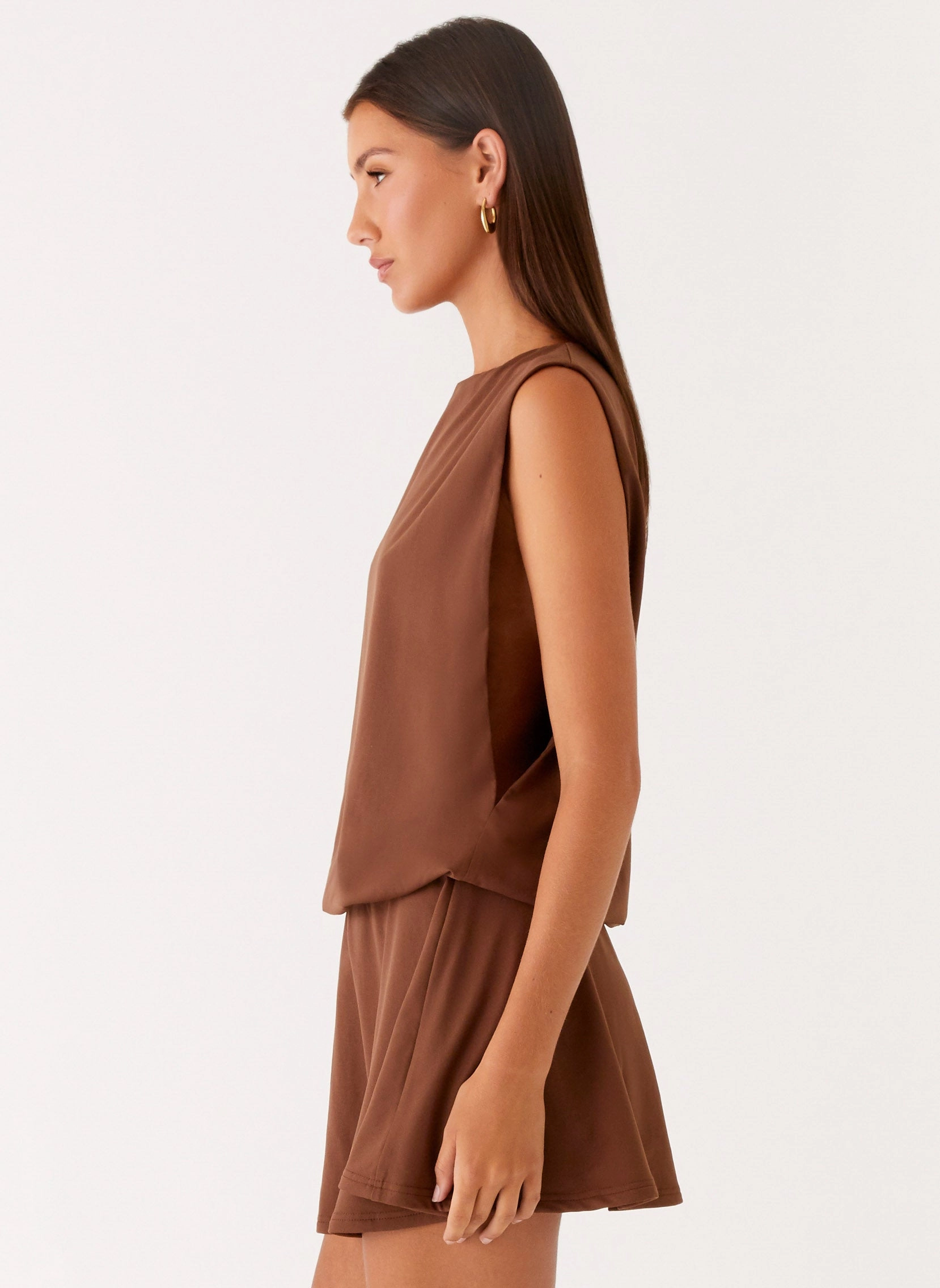 Cozy and Comfortable Modern Waist Ala Mini Dress - Chocolate