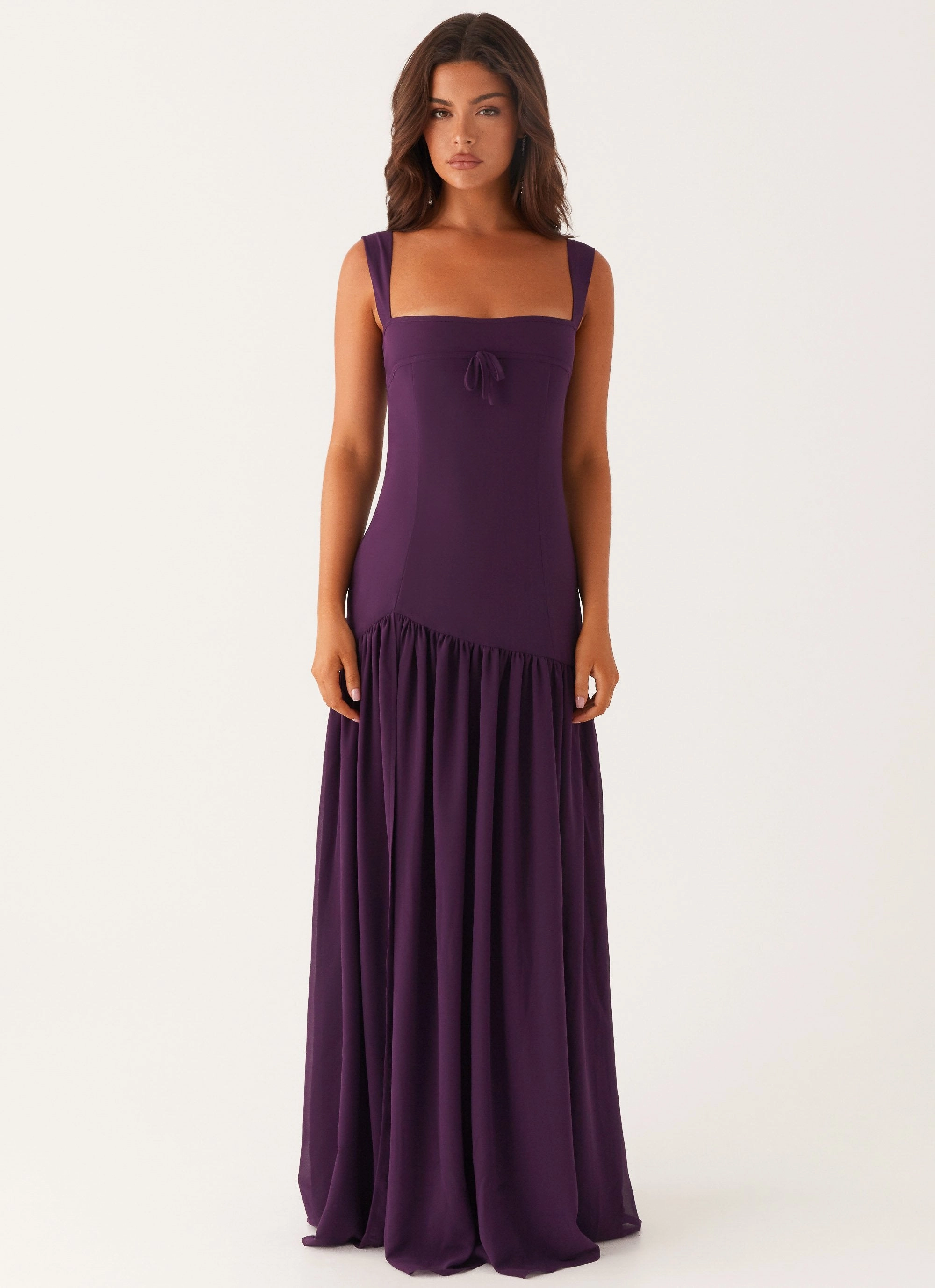 Retro Mood Sleek and Simple Alberta Maxi Dress - Mulberry