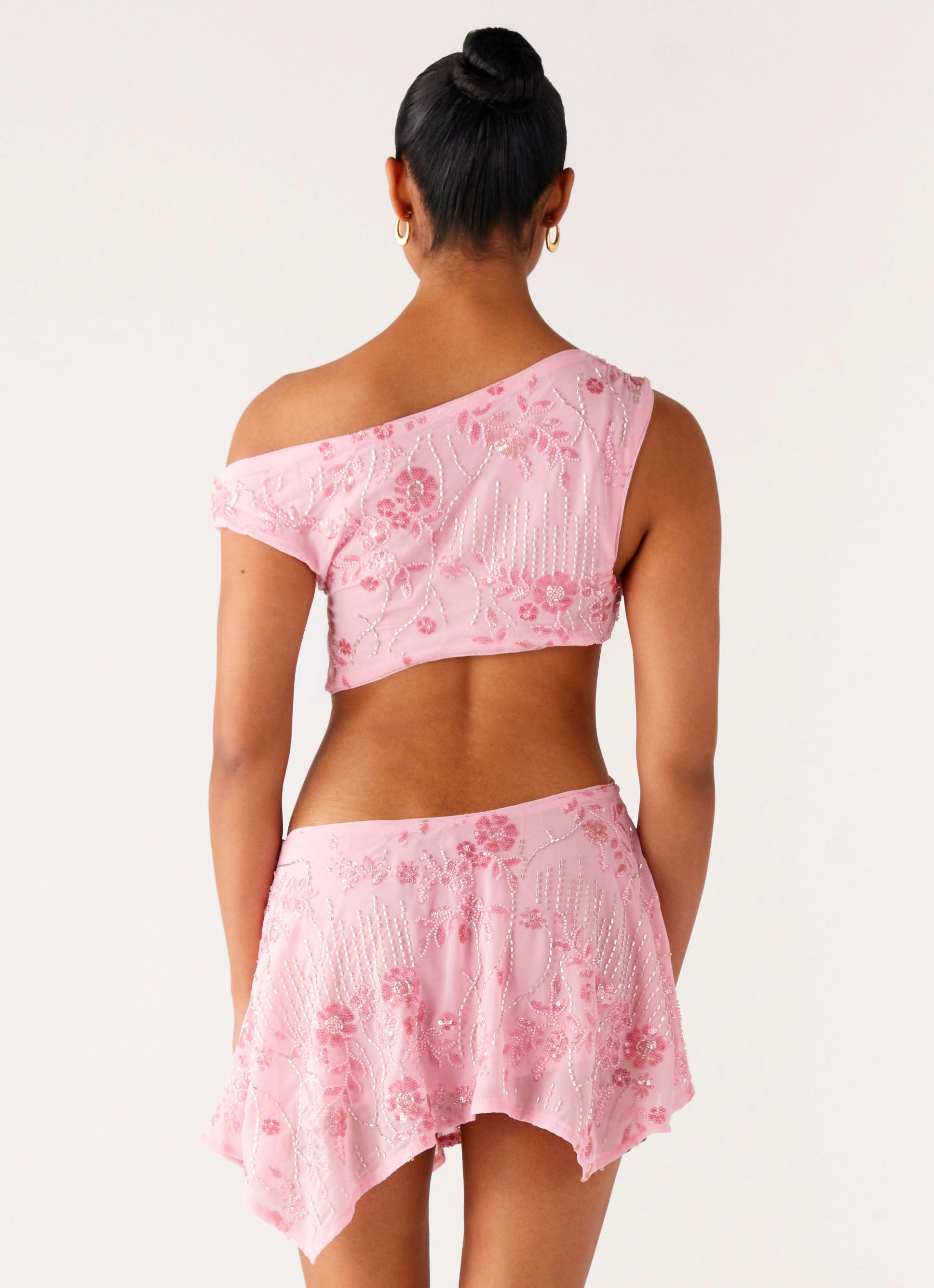 Aletta Sequin Mini Dress - Pink Sophisticated Elegance Side-Pocket