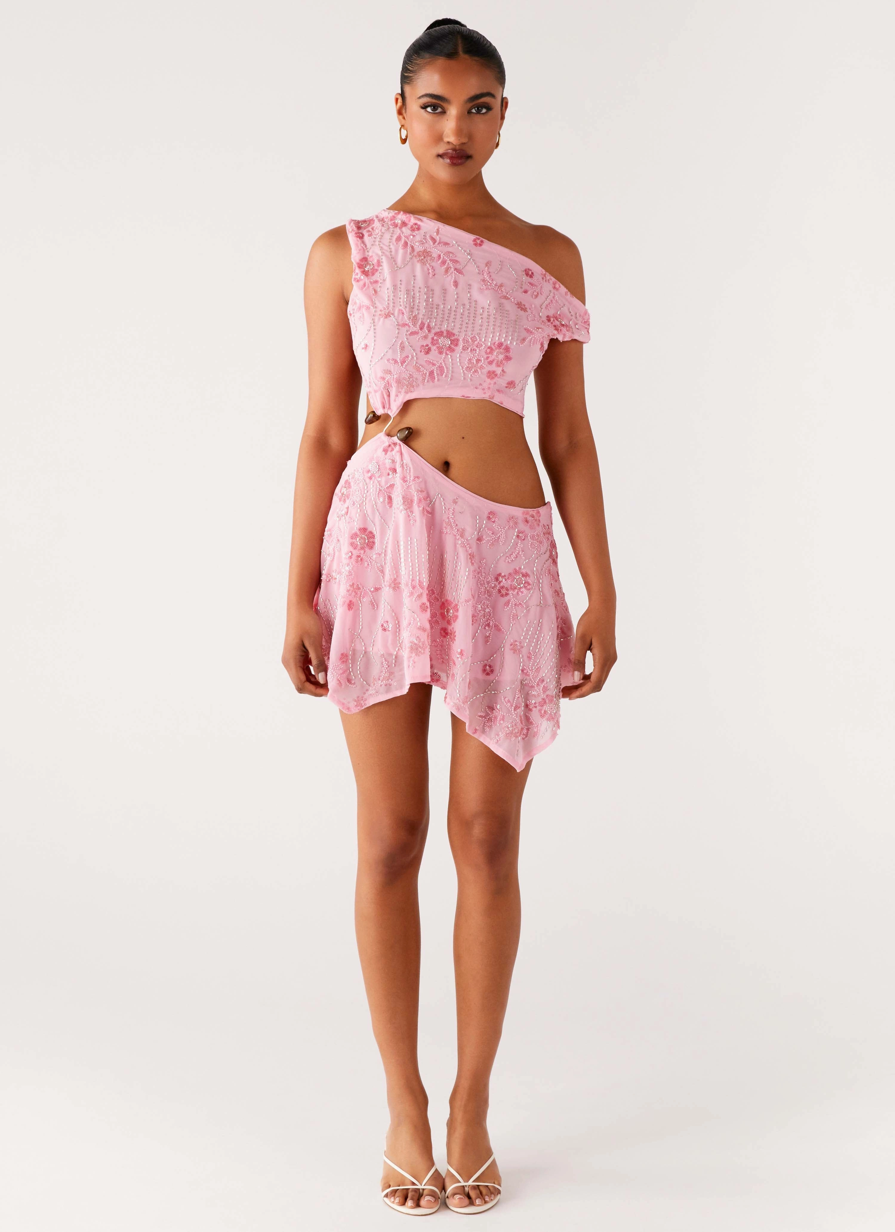 Aletta Sequin Mini Dress - Pink Quiet Sweet Effortless Tailoring