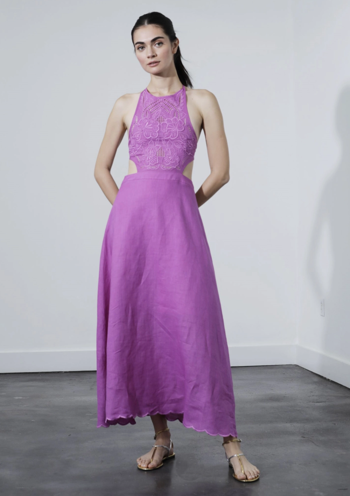 Alexandria Midi Dress - Purple Layered-Sleeve Quick Match