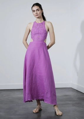 Luxury-Fabric Alexandria Midi Dress - Purple