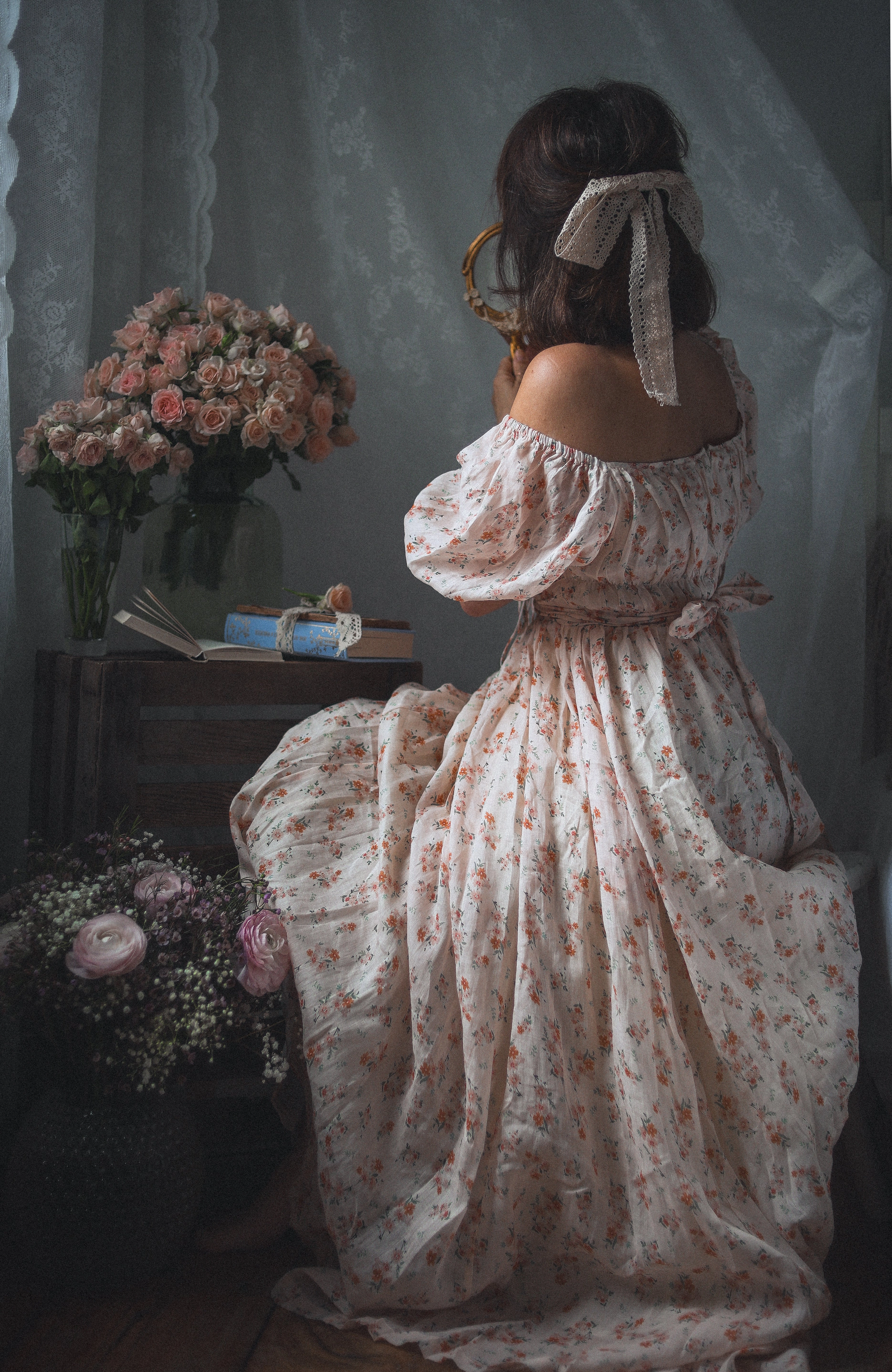 Alice 19 | Floral linen dress Functional Waist