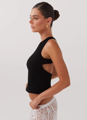 Alice Cut Out Tank Top - Black Tencel Lyocell Fiber