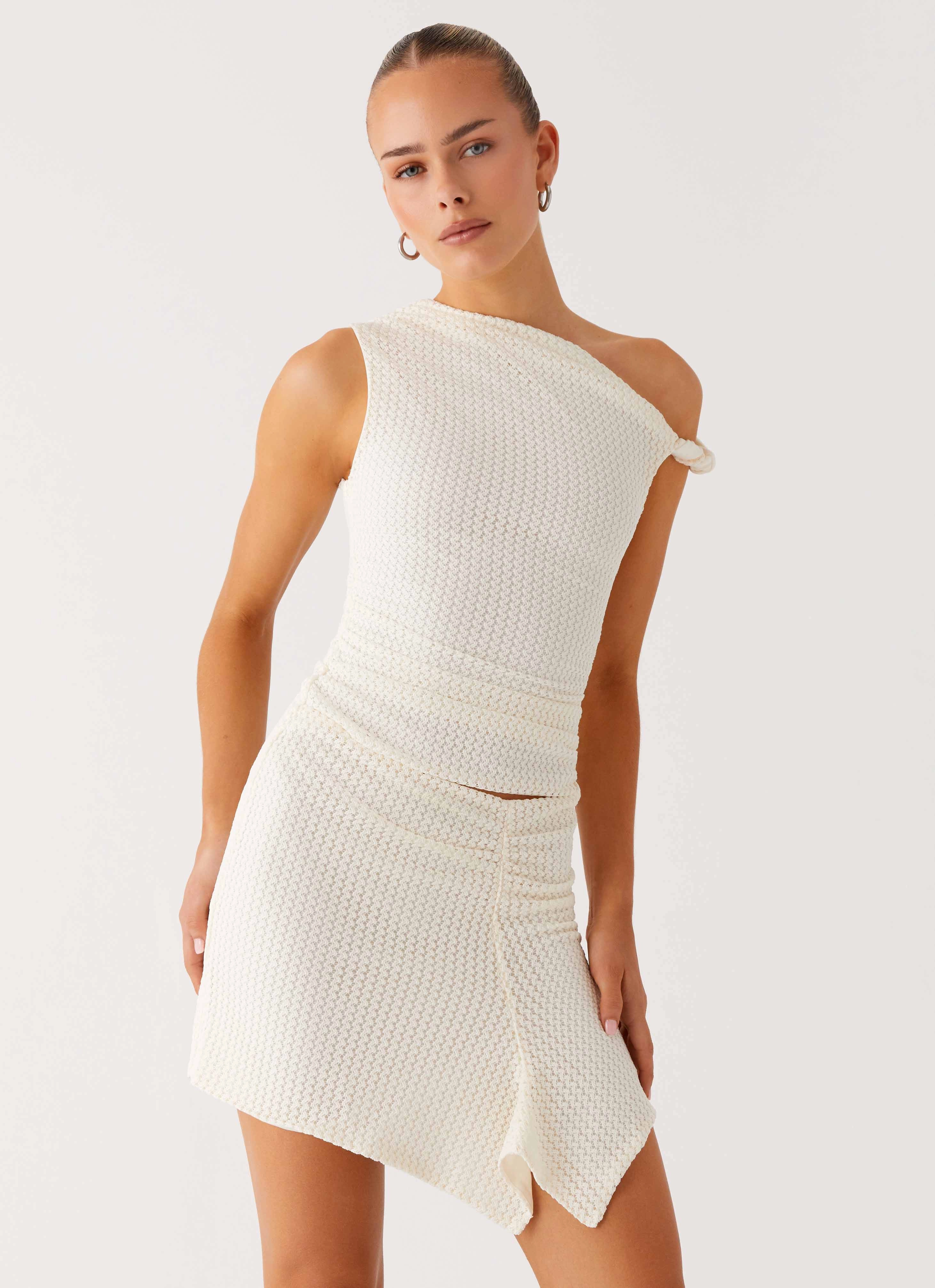 Alina Mini Dress - Ivory Ruffle Detail Work-Ready Look