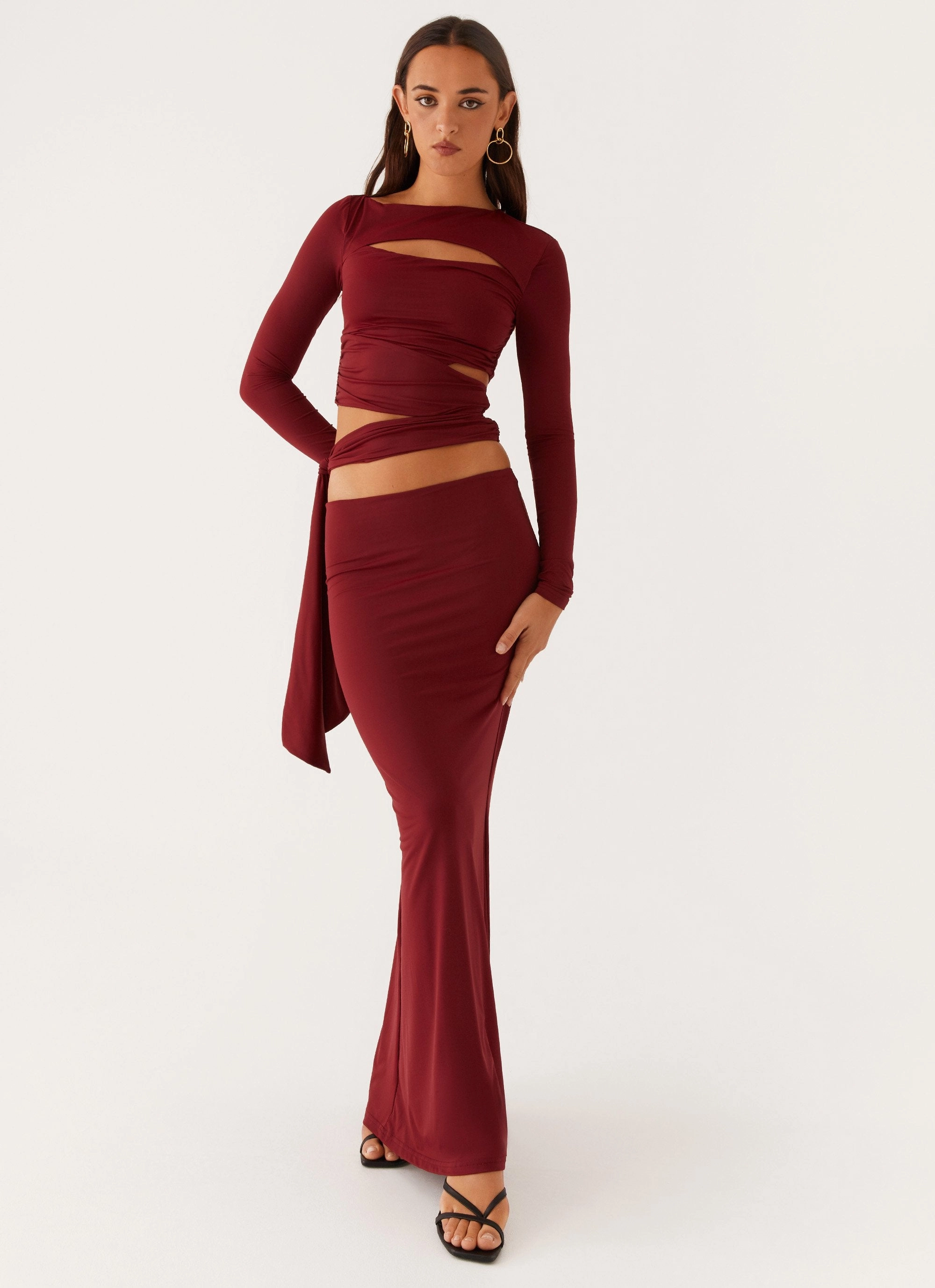 Flexible Knee Panels Alix Maxi Skirt - Mulberry