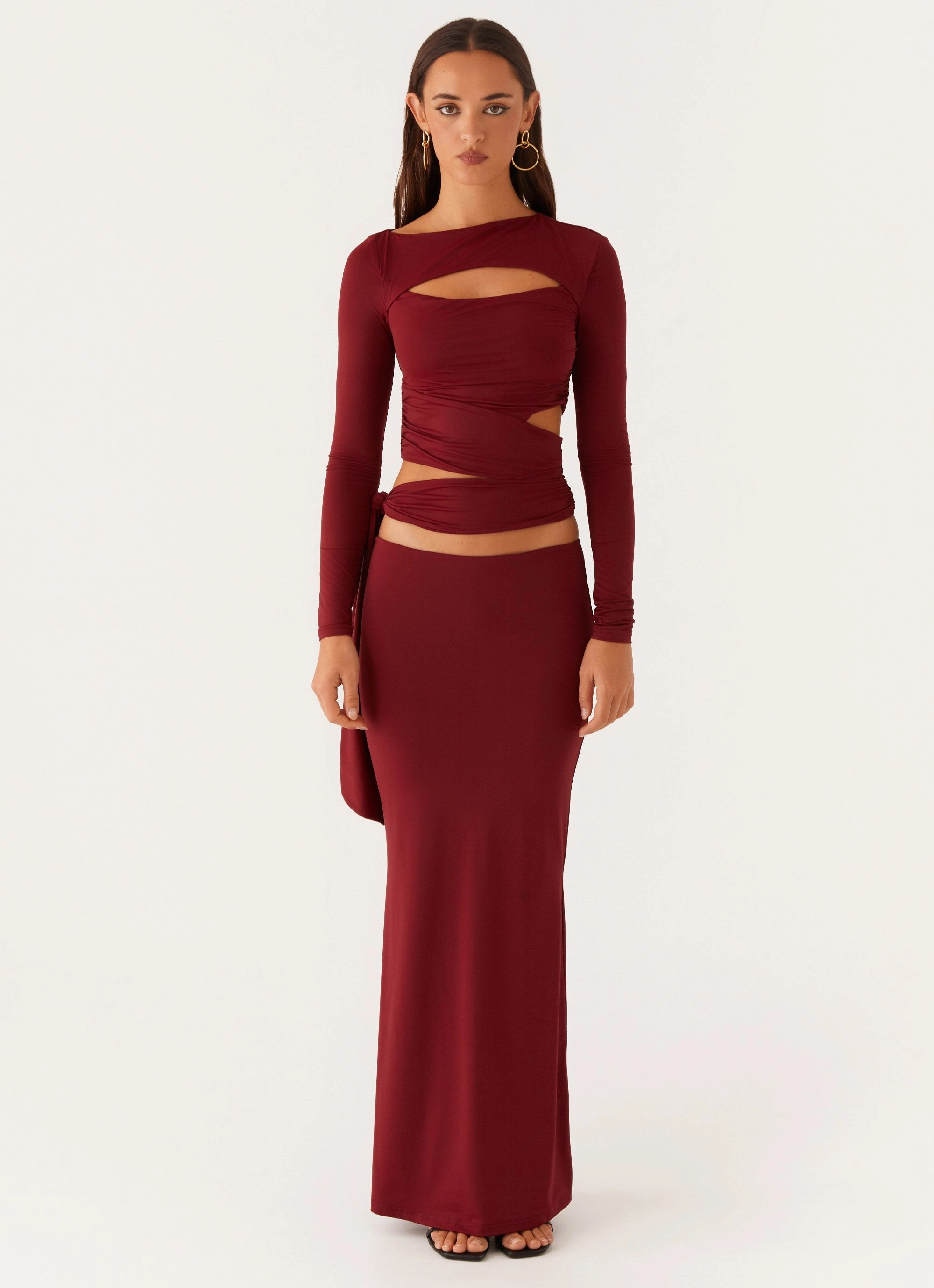 Alix Maxi Skirt - Mulberry Soft Brush Lining