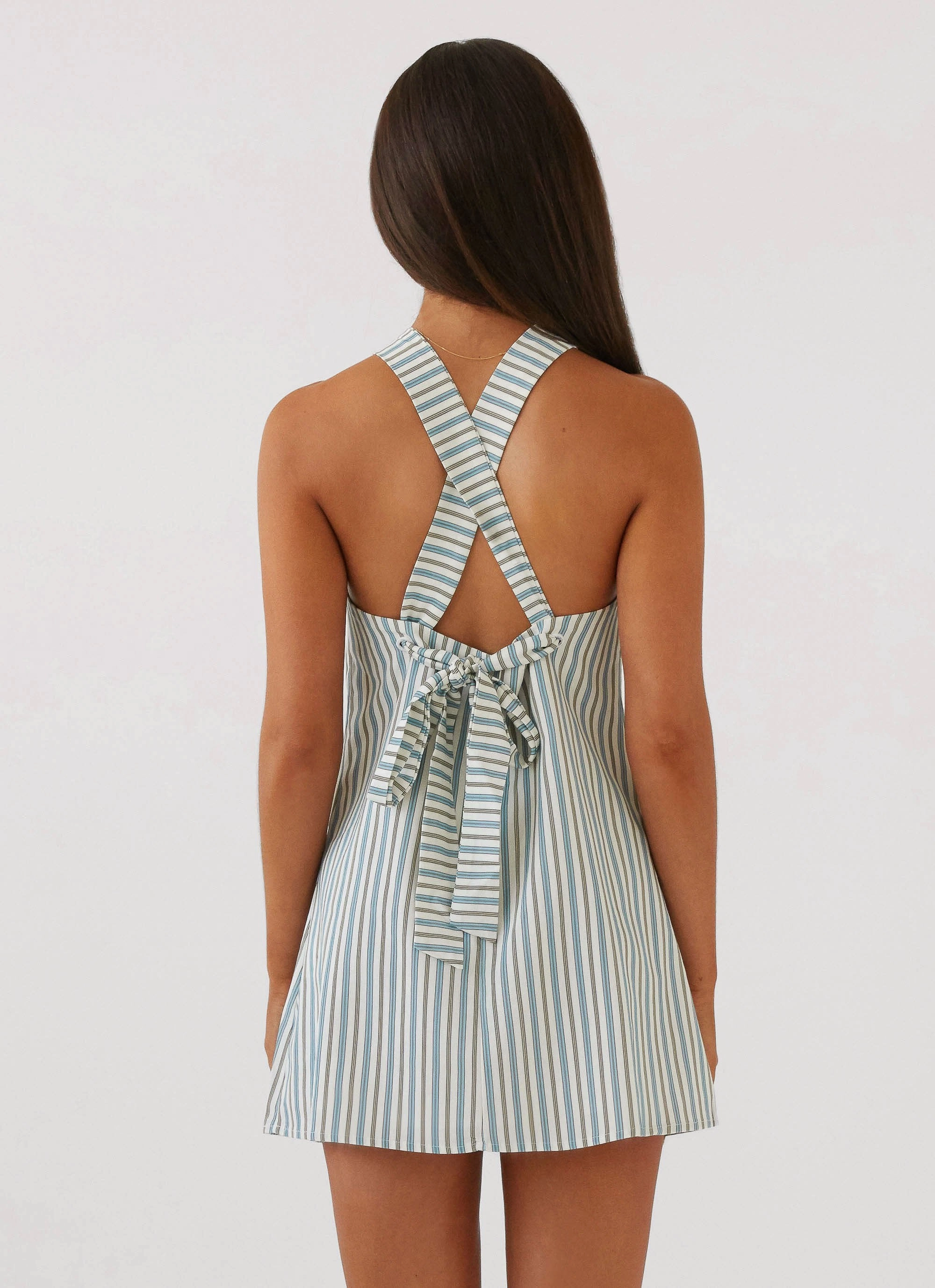Perfect Wear Keira Linen Mini Dress - Blue Choc Stripe