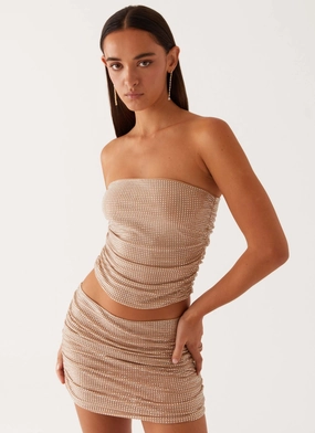 Brightside Rhinestone Mini Skirt - Silver Anti Pilling Dynamic Flex Panels