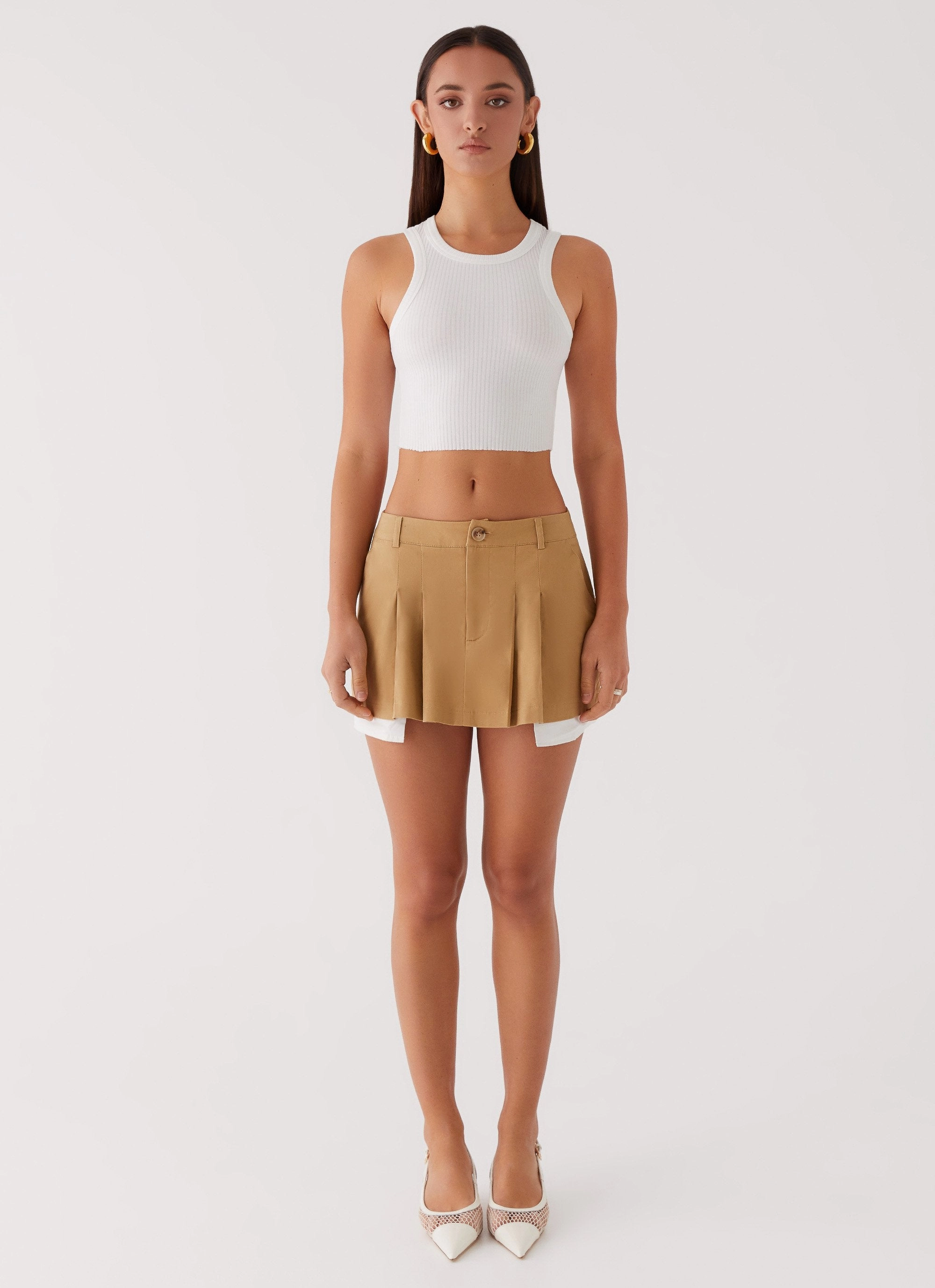 Tegan Cargo Mini Skirt - Tan AntiStaticLining StainResistantFinish