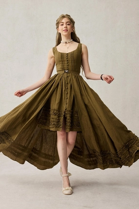 Wearable Poetry 17 | Ruffled linen dress & skirt ??2 pieces) Soft Lines