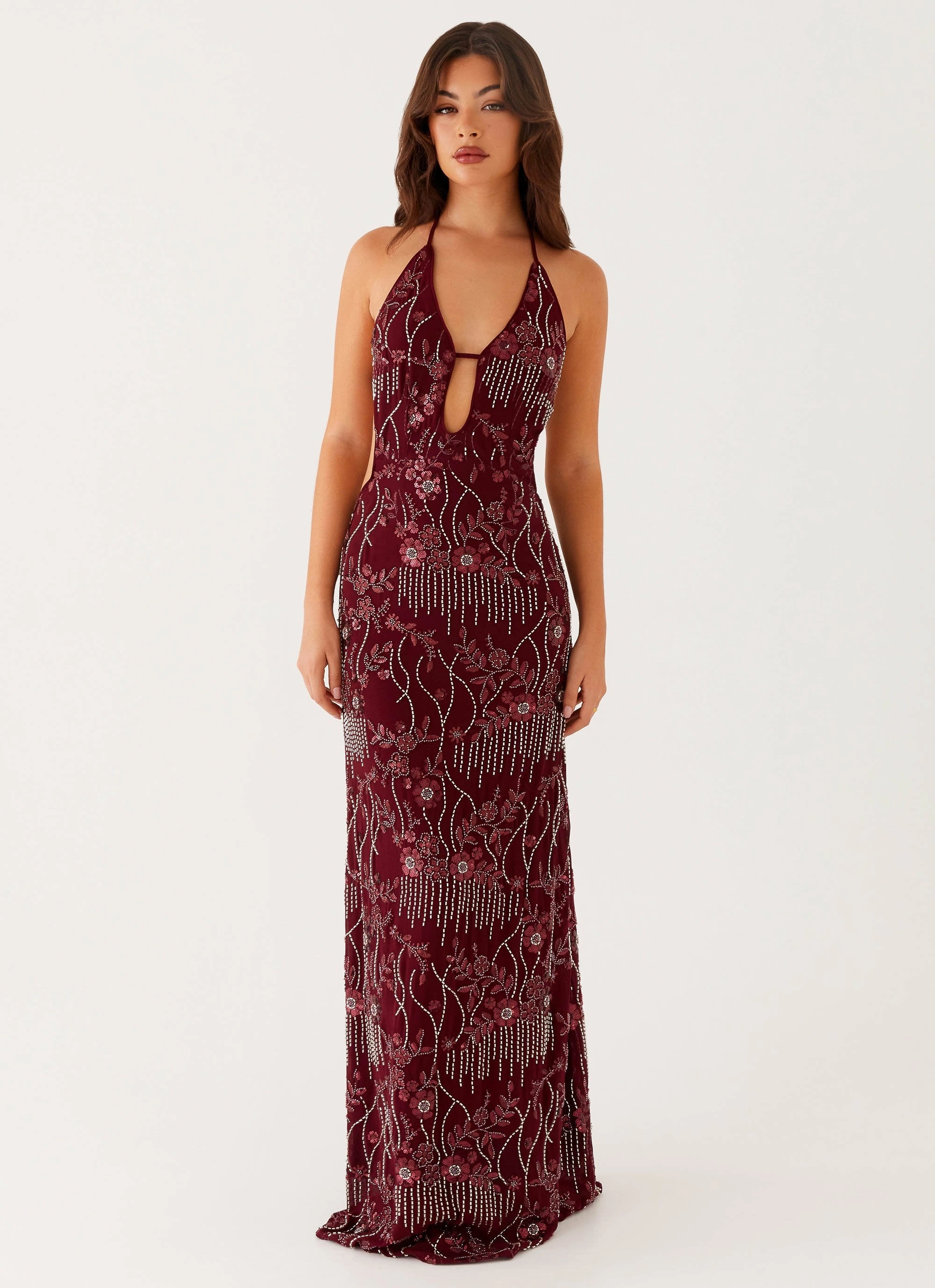 All For Love Maxi Dress - Burgundy Airy Base