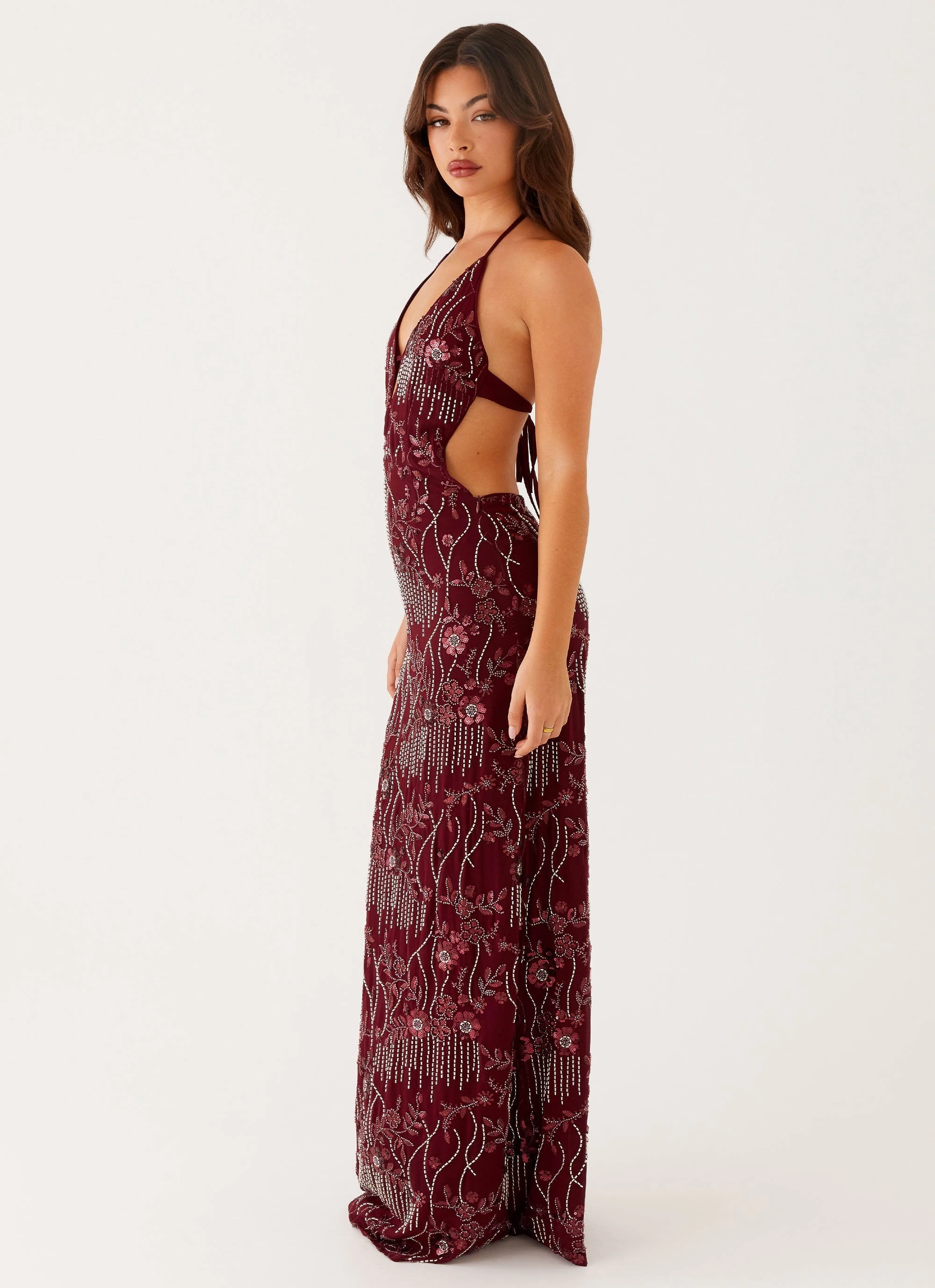 Lawn Soft Fresh Glow All For Love Maxi Dress - Burgundy