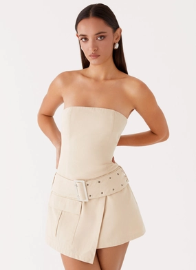 All For You Strapless Mini Dress - Ivory Dreamy Silhouette