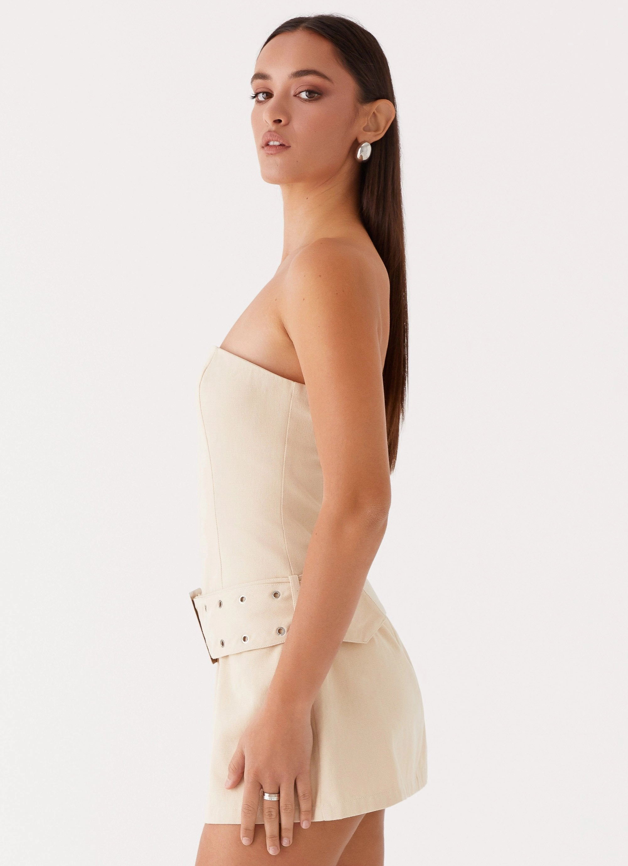 Mood Flex Crisp Detail All For You Strapless Mini Dress - Ivory