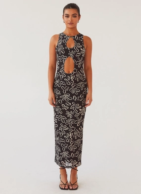 All Eyes On Me Maxi Dress - Petal Gloom Flattering and Chic Satin Fabric