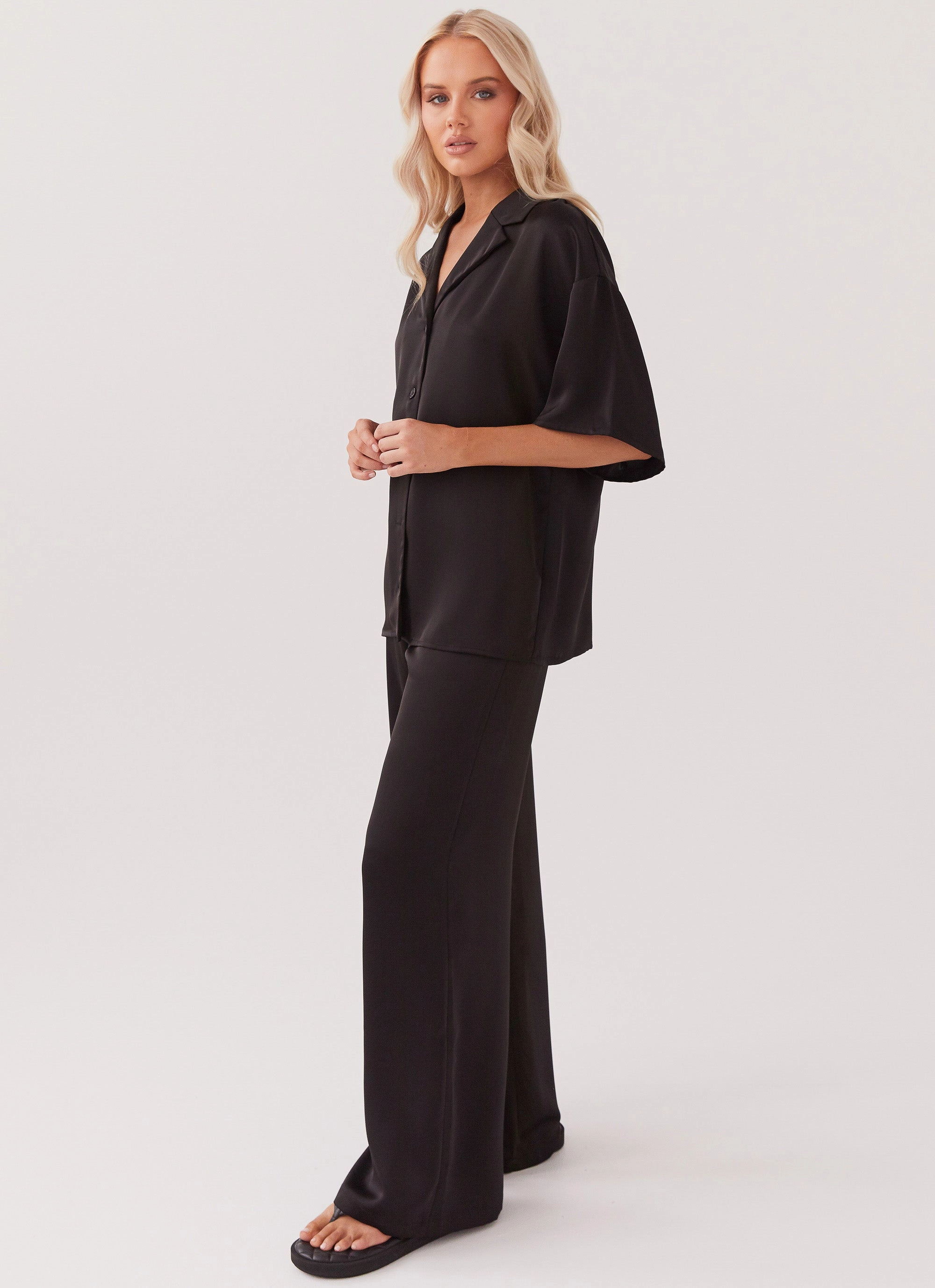 Palm Cove Satin Pants - Black Timeless Wear