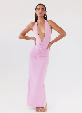 Whisked Away Halterneck Maxi Dress - Pink Chic Appeal Lounge Outfit