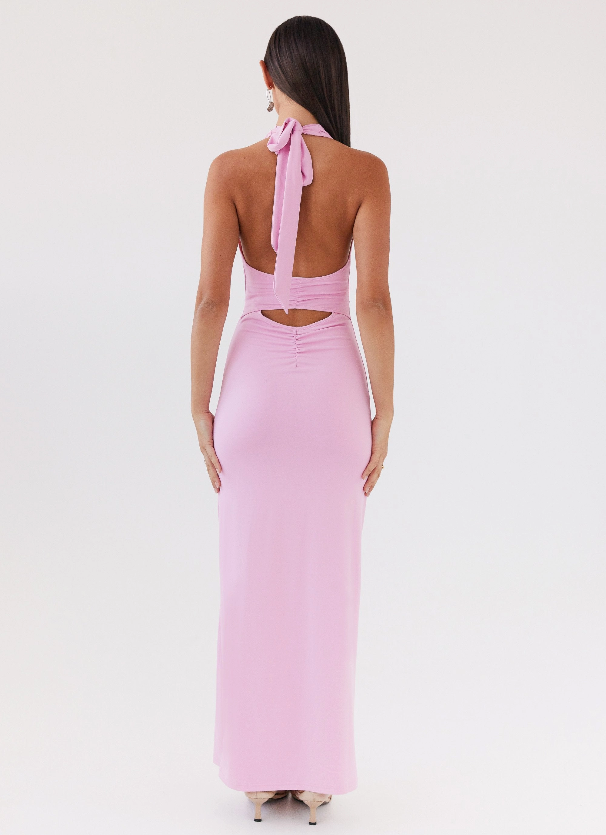 Cocktail Ready Comfy and Relaxed Whisked Away Halterneck Maxi Dress - Pink