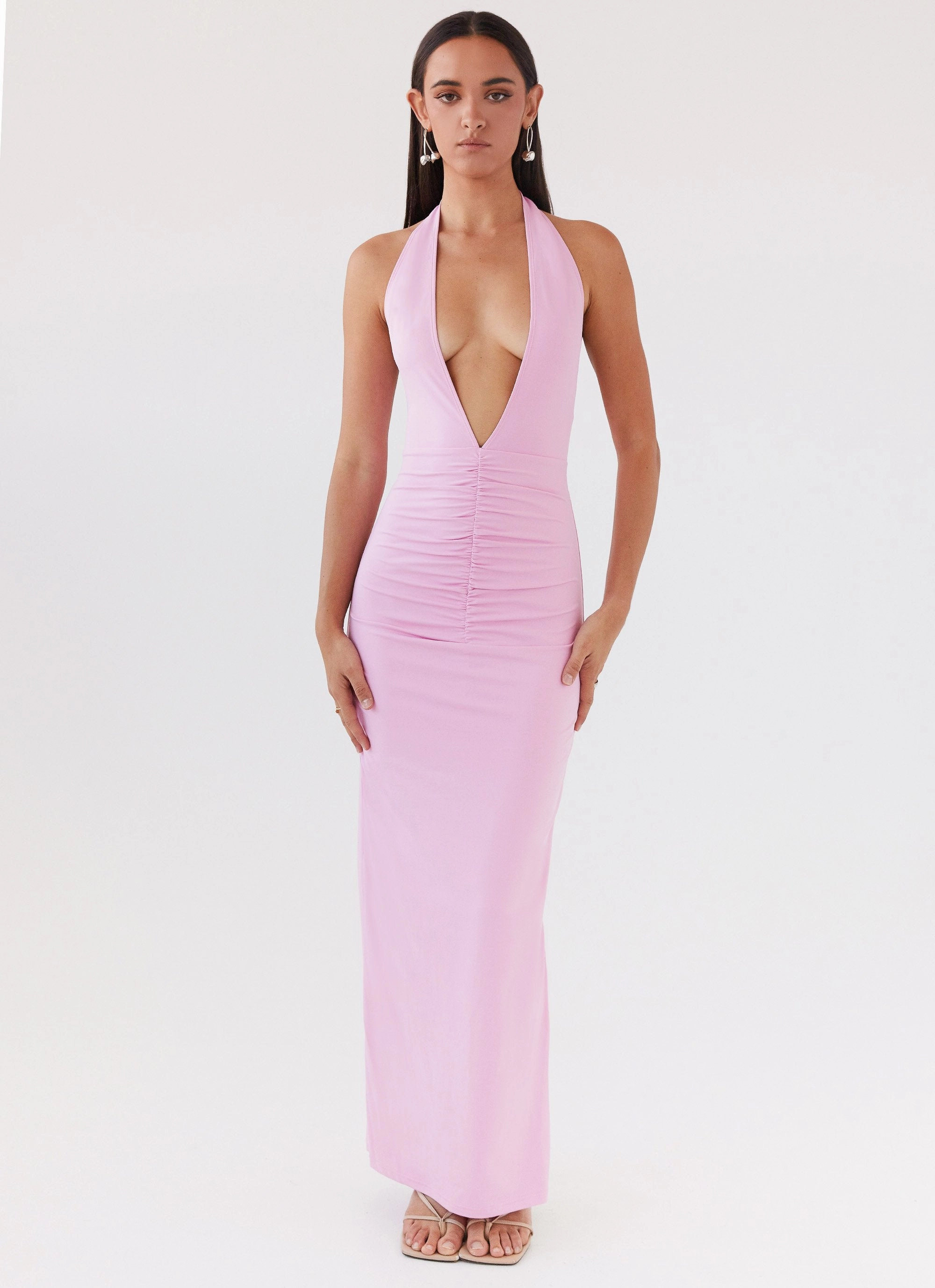 Knit Cool Whisked Away Halterneck Maxi Dress - Pink