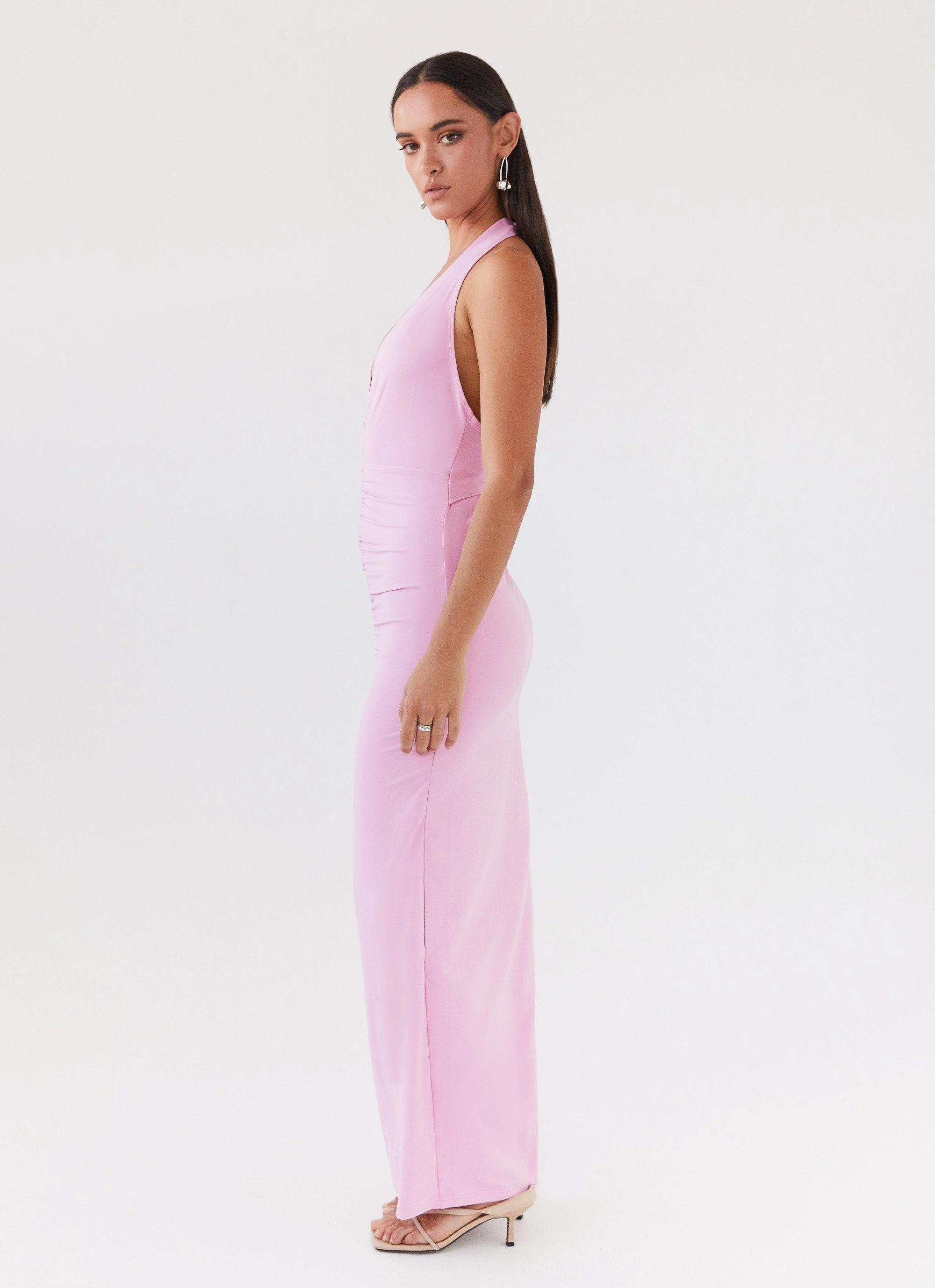 Whisked Away Halterneck Maxi Dress - Pink Harmonious Layers