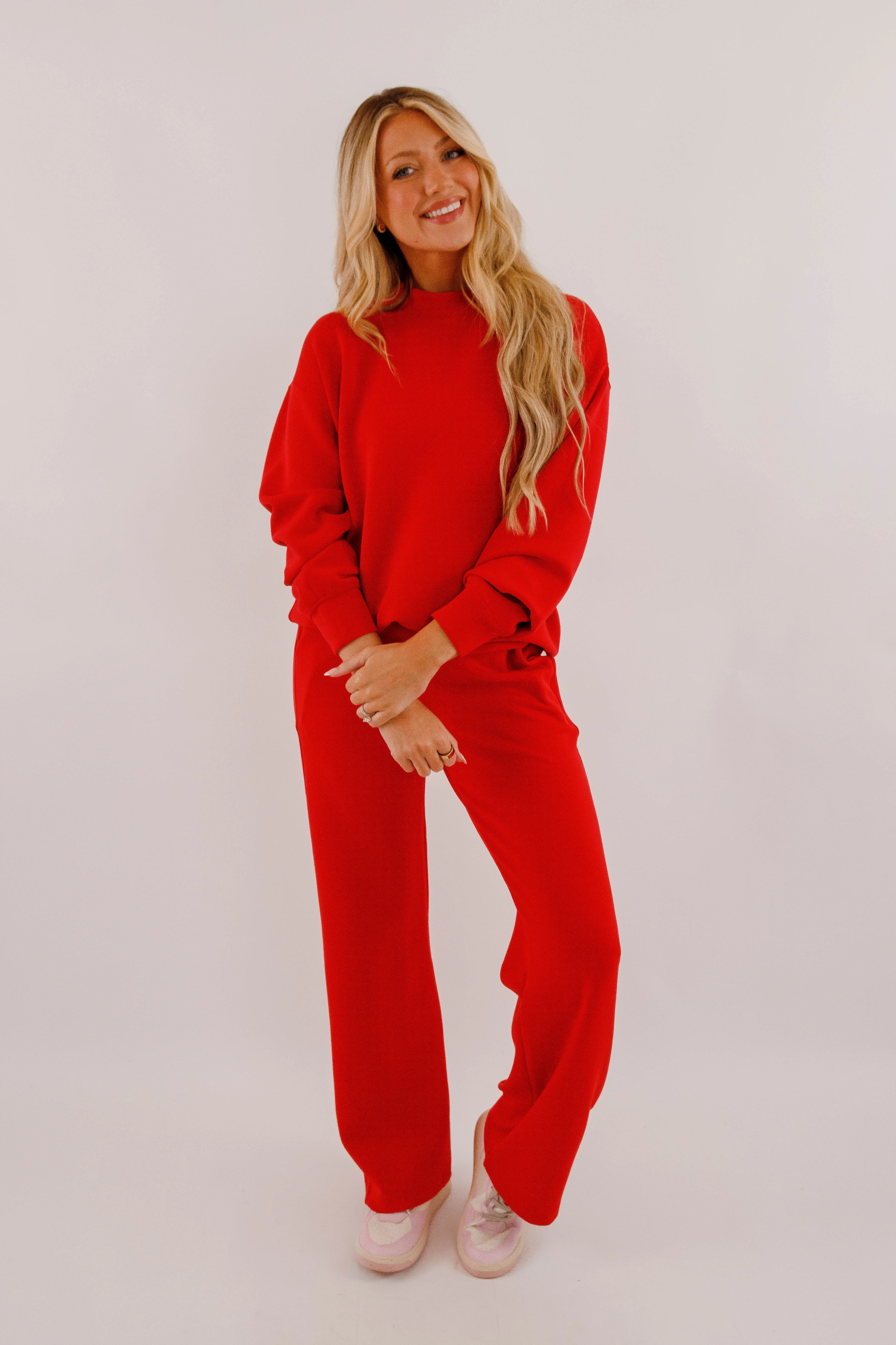 All The Energy Pants-Red Cropped hem Functional Fit