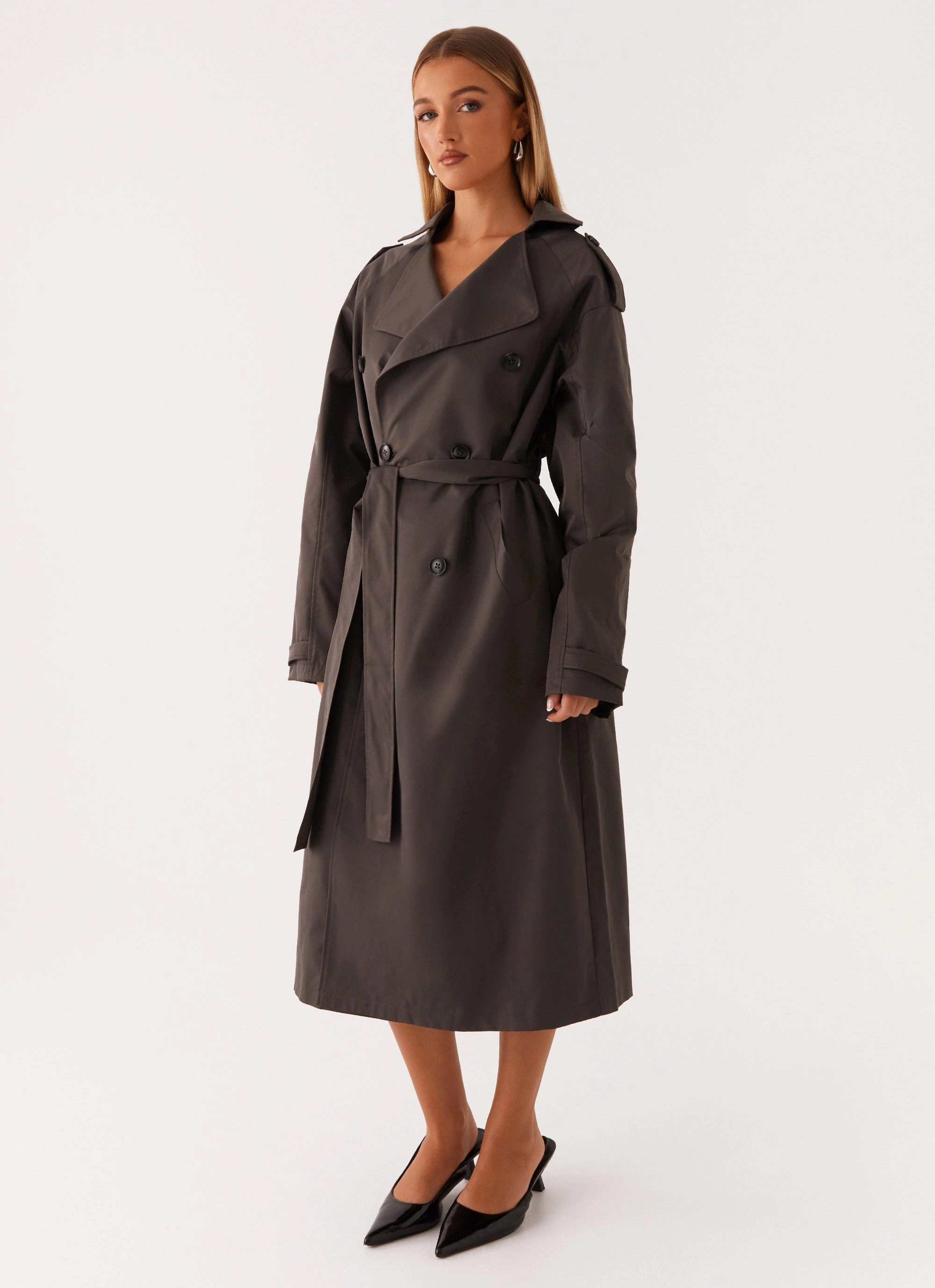 ThermalReflective Brighton Oversized Trench Coat - Grey