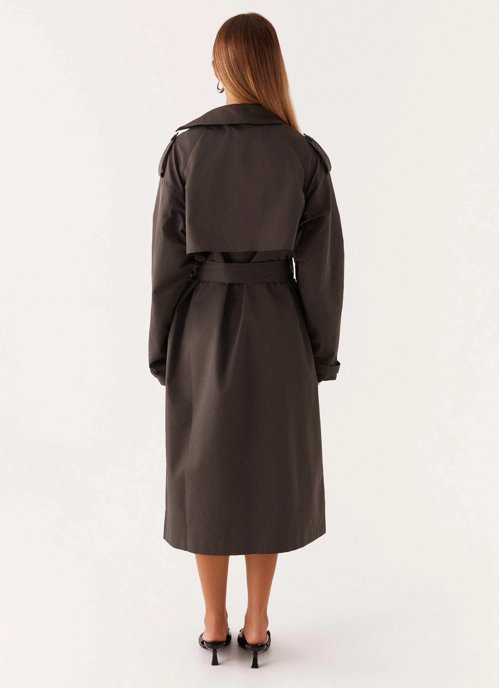 Brighton Oversized Trench Coat - Grey Pre Shrunk Cotton Blend