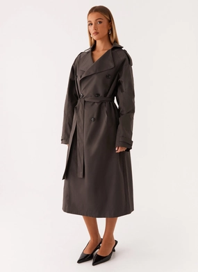 ThermalReflective Brighton Oversized Trench Coat - Grey