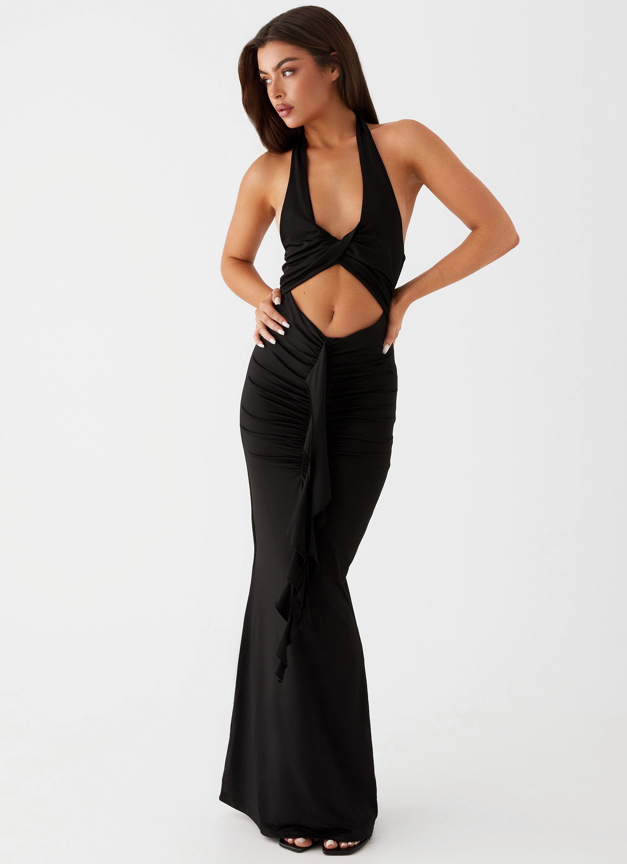All Wear Daily Comfort Allanna Frill Maxi Dress - Black