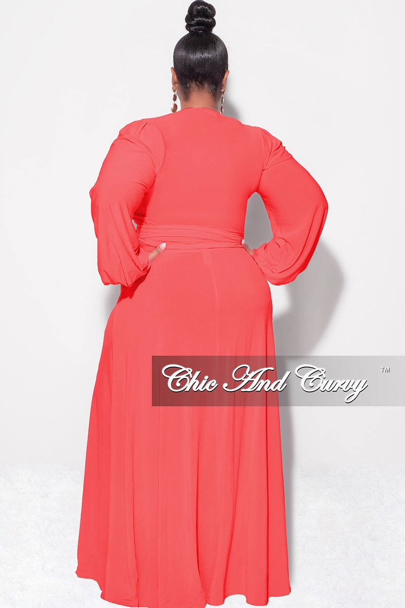 Quick Comfort Laser Cut Perforations Final Sale Plus Size 2pc Long Sleeve Crop Tie Top and Skirt Set in Orange