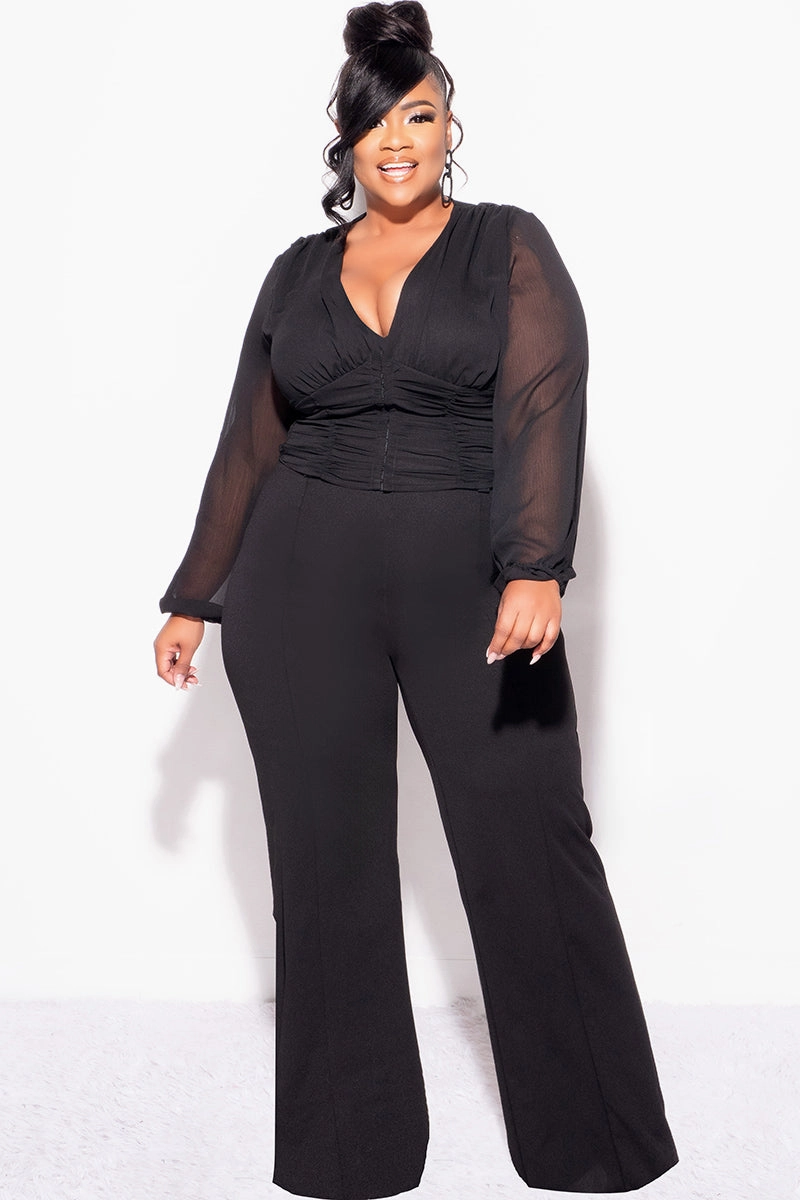 Urban Cool Sweat Resistant Final Sale Plus Size Sheer Corset Top with Balloon Sleeves in Black