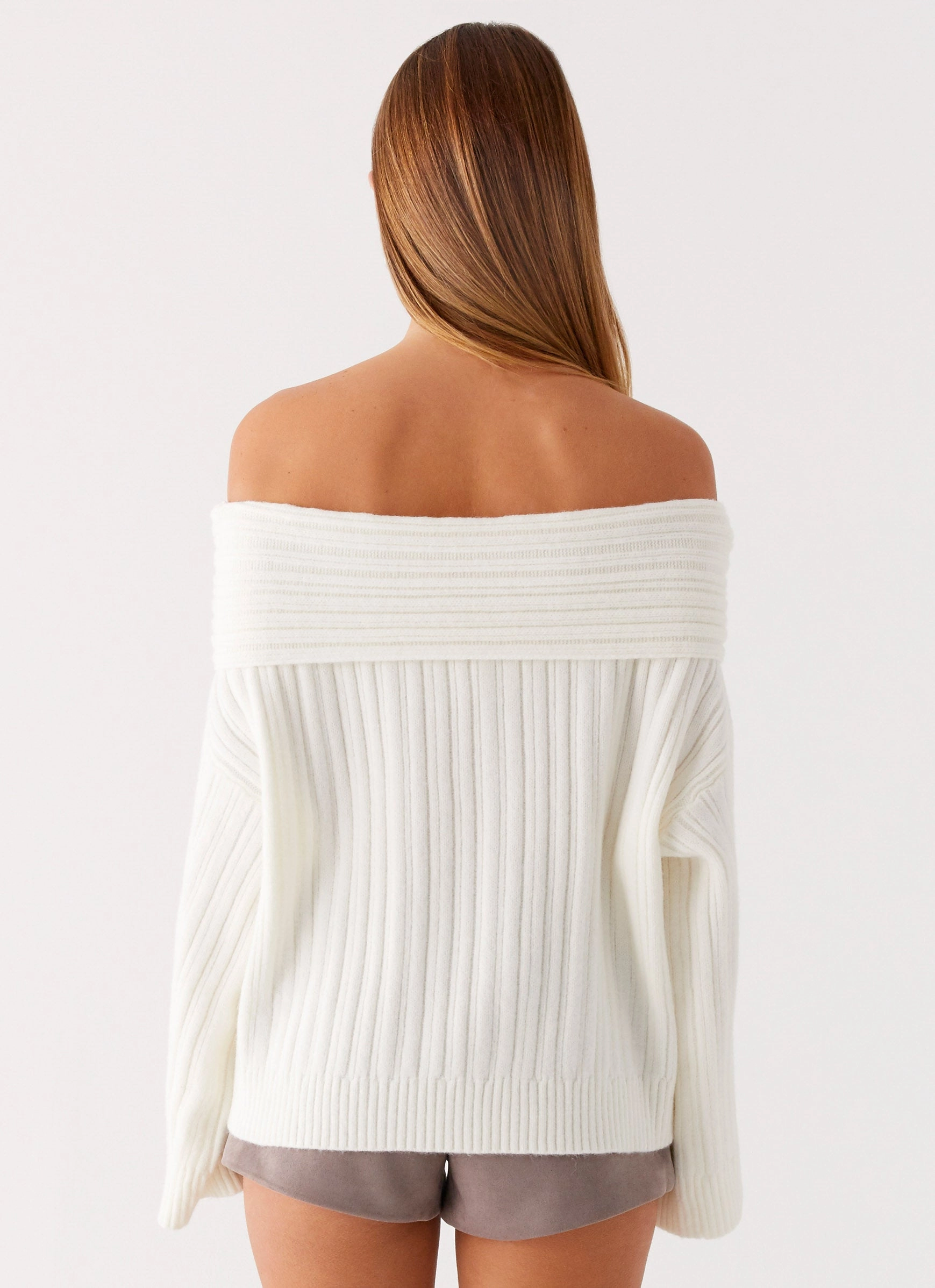 Federica Off Shoulder Knit - White MoistureControl