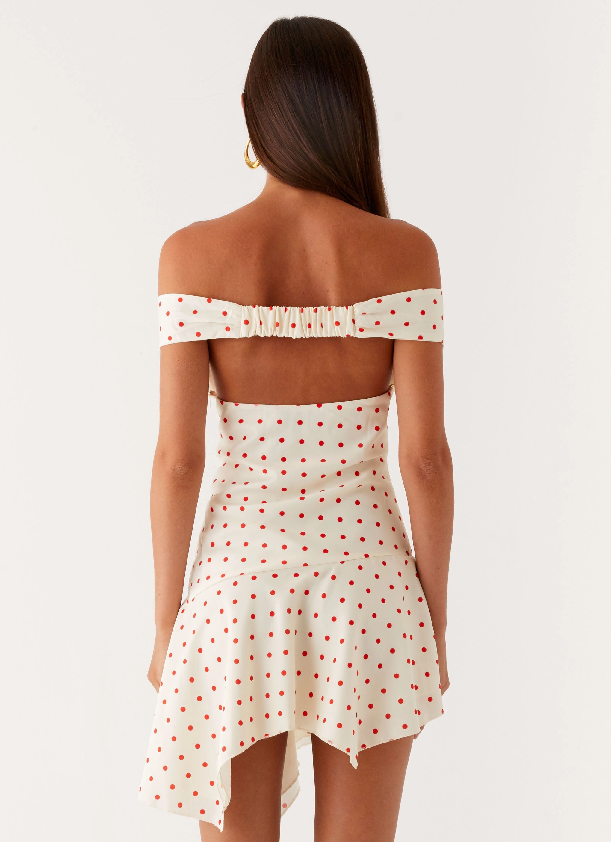 Alma Mini Dress - White Red Polka Dot Pure Look