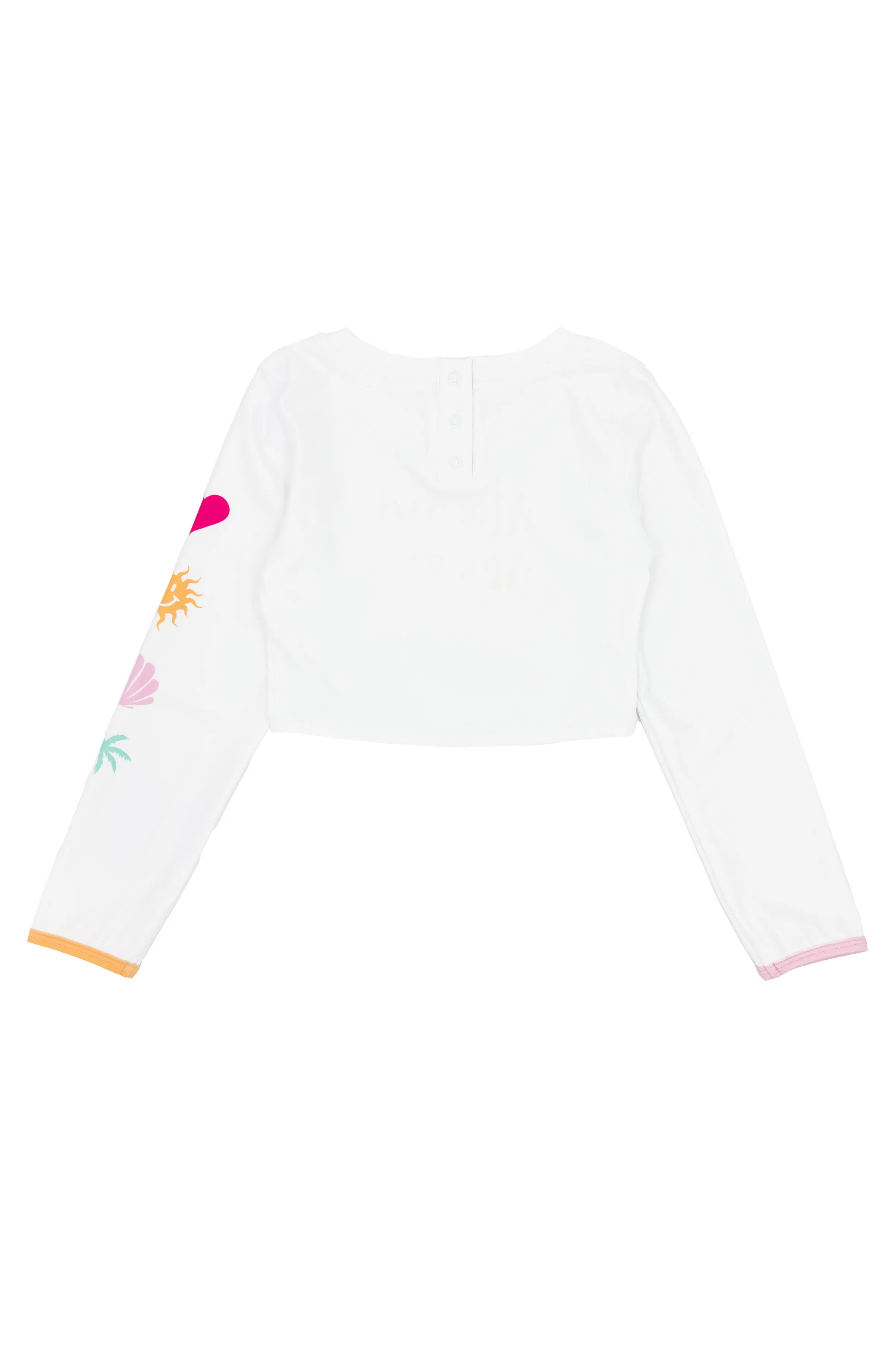 Aloha Crop Long Sleeve Rash Guard Top in White