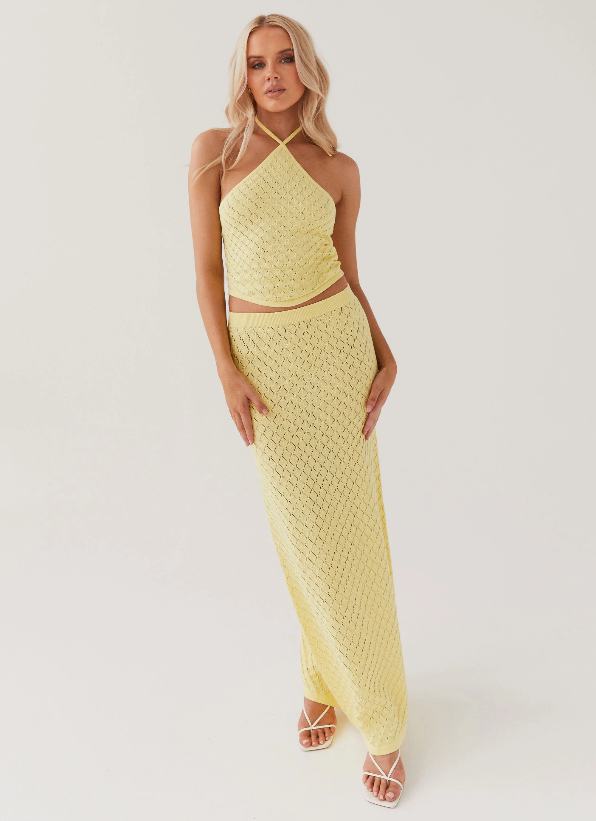 Amanza Knit Maxi Skirt - Lemon Workout-ready