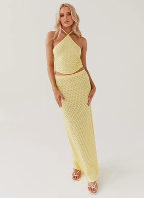 Amanza Knit Maxi Skirt - Lemon Workout-ready