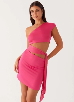 Casual Smart Refined Presence Amara Mini Dress - Hot Pink