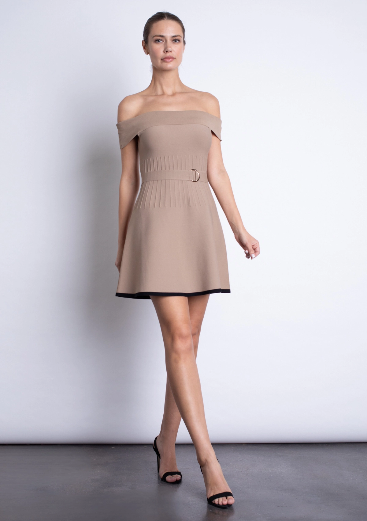 Amaya Knit Mini Dress - Shiitake Glam Touch Soft and Light